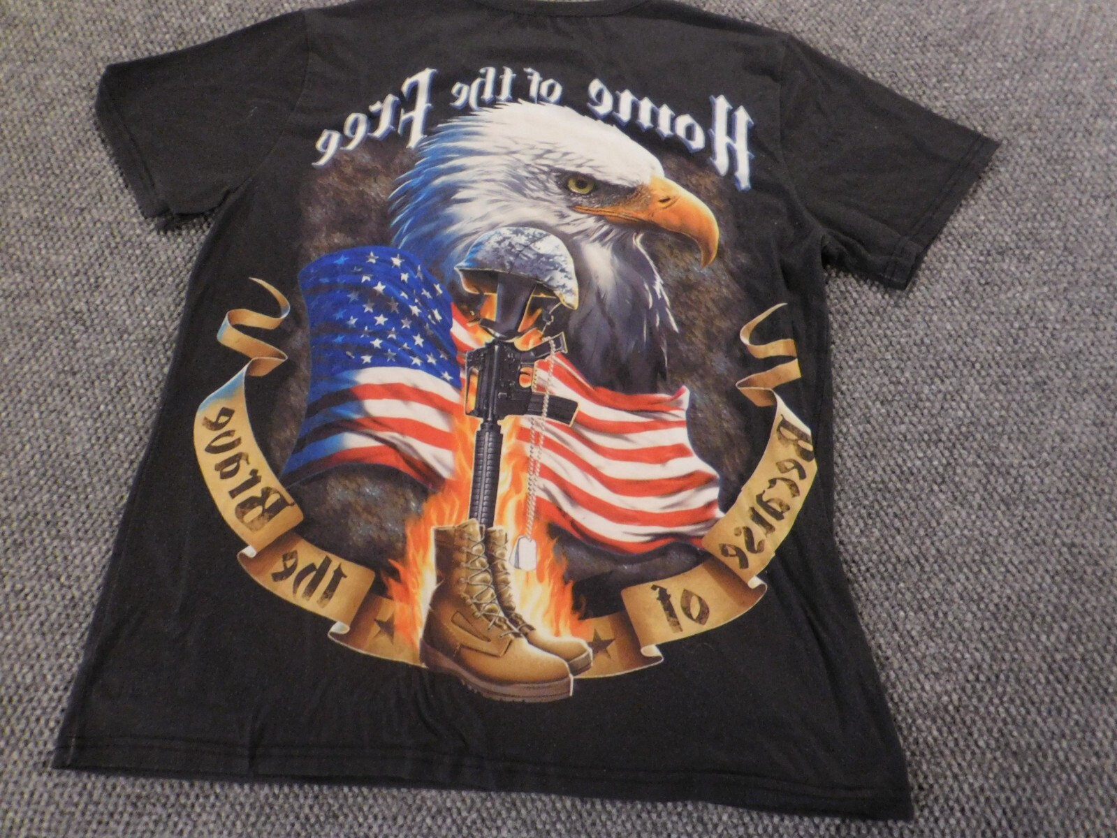 American Soldier Mens Shirt Extra Large Black Eagle home of the free gun