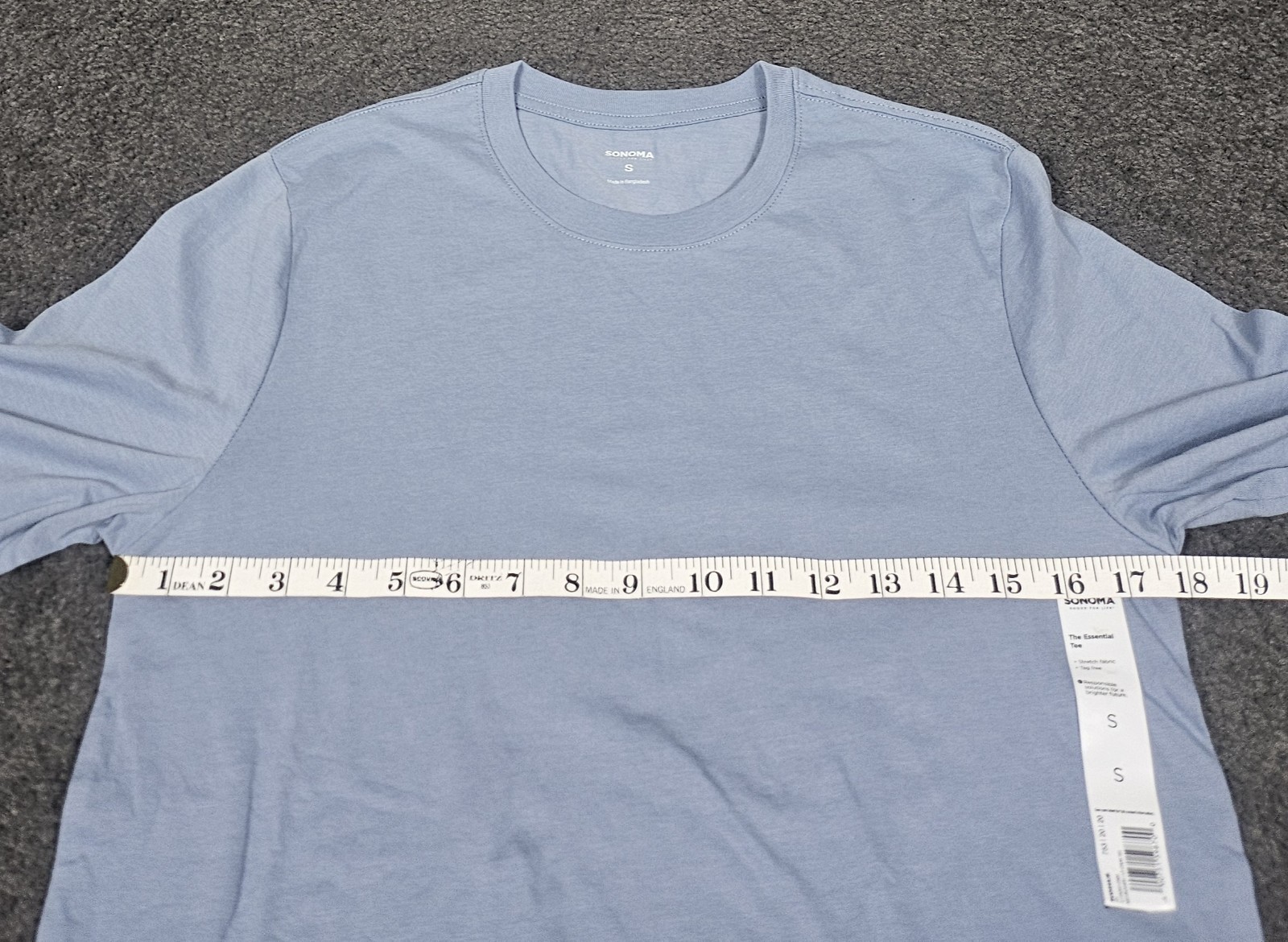 Men&rsquo;s Long Sleeve T Shirt S Blue Lightweight Sonoma Stretch Knit Crew Neck Soft