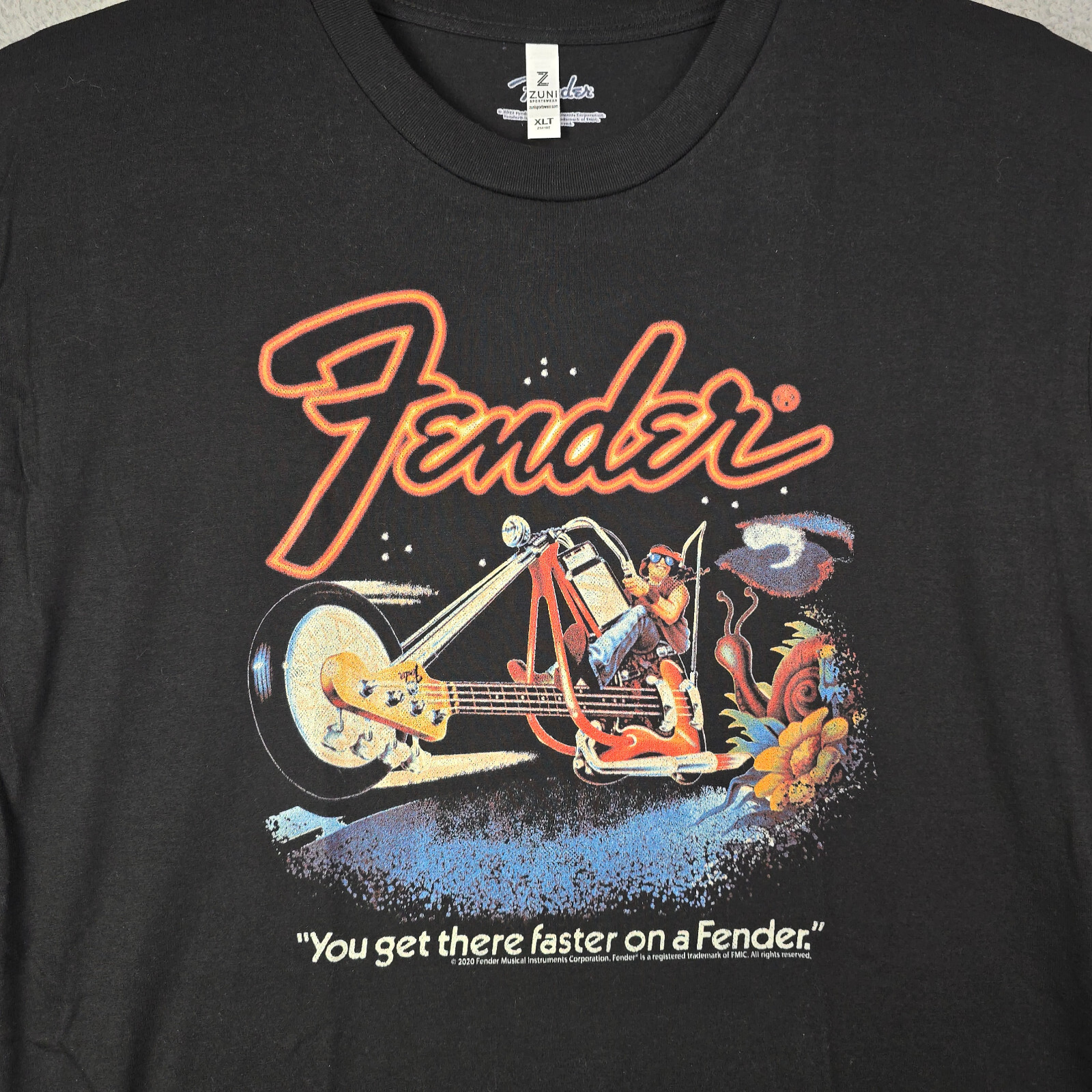 FENDER Shirt MENS XL Tall Black Guitar Chopper Strat Motorcycle Biker NWT