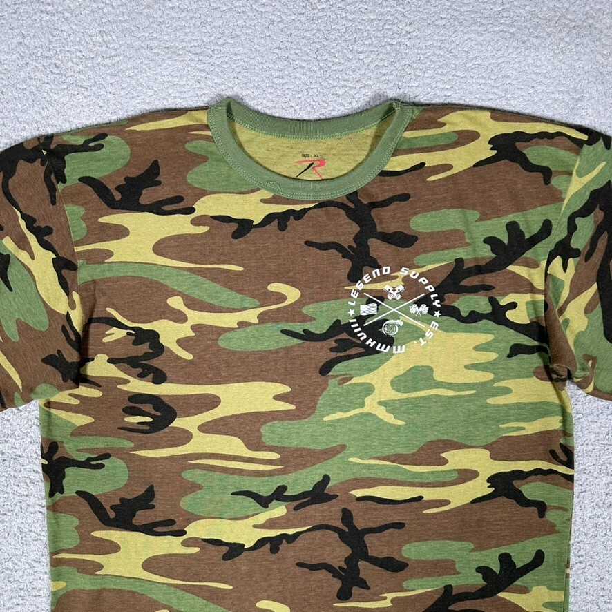RothCO Shirt Mens XL Green Camo Graphic Tee Hunting Casual Preppy Logo