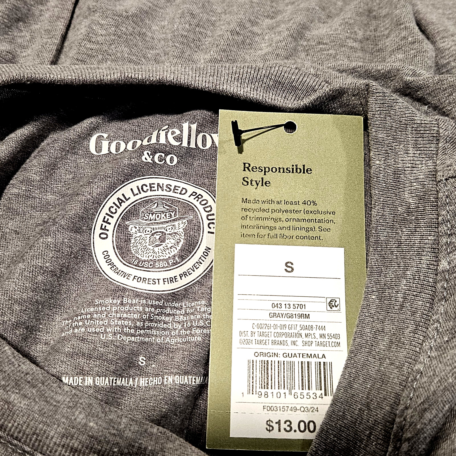 NWT Goodfellow & Co Men&rsquo;s Size S Officially Licensed Smokey Bear T-Shirt