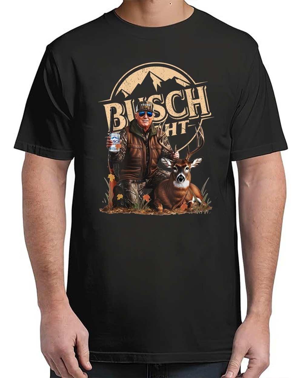 Retro Trump Hunting Deer Funny Beer Drinking Hunting Vintage Adult S-4XL T-Shirt