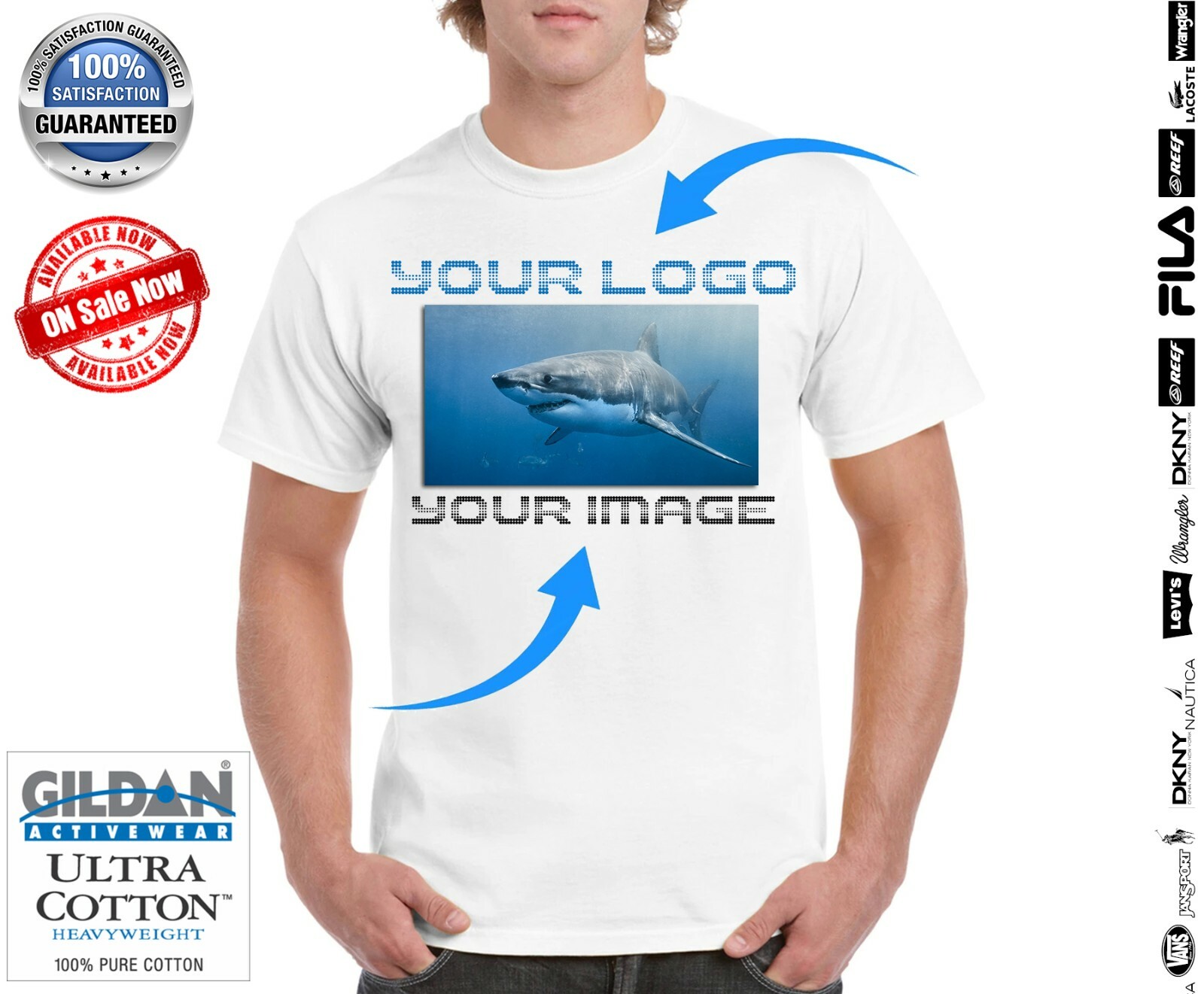 Custom Printed T-Shirts Gildan 100% Heavy 5.3oz Cotton S/M/L/XL