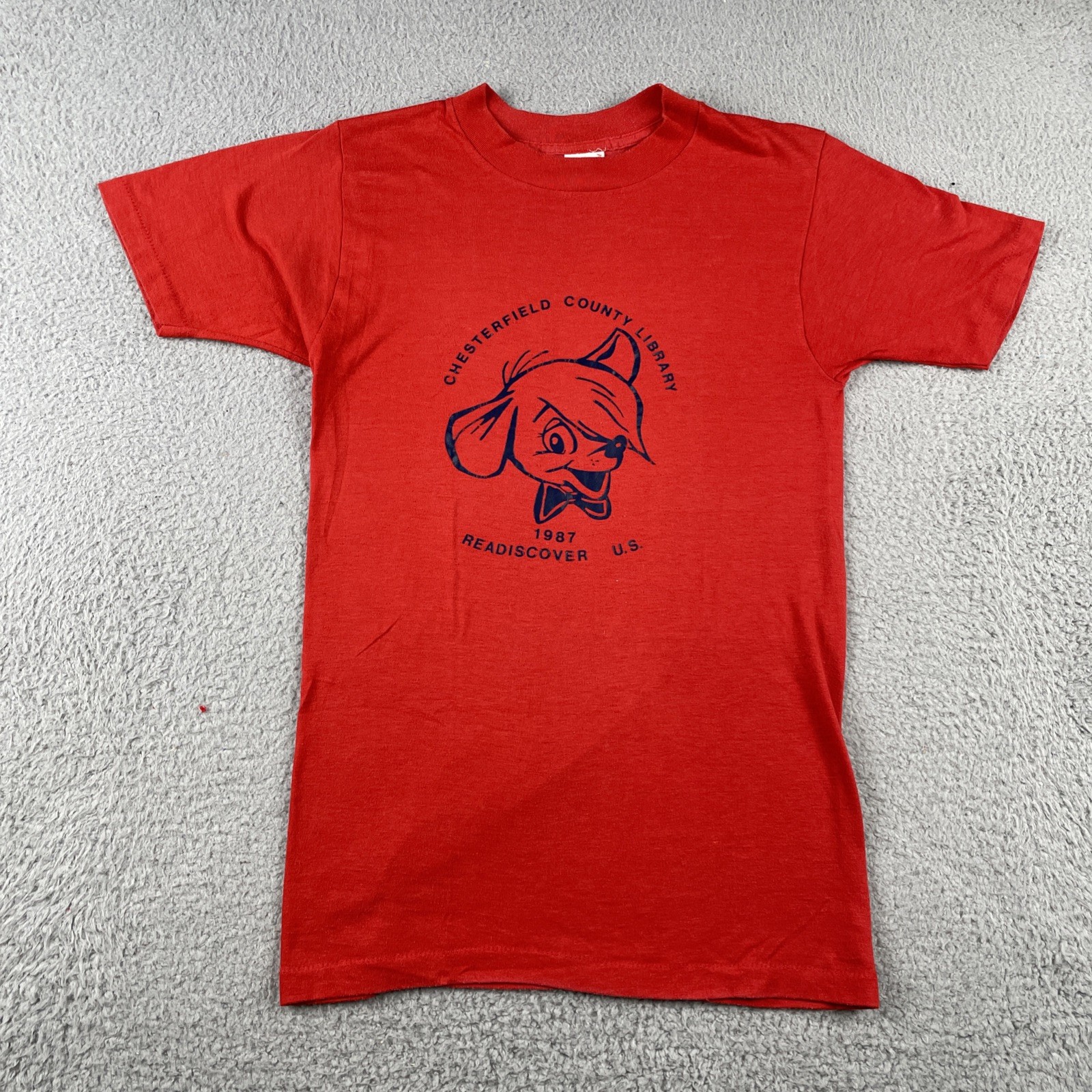 Vtg Bantam Small Red Shirt Chesterfield County Library 1987 Made In USA