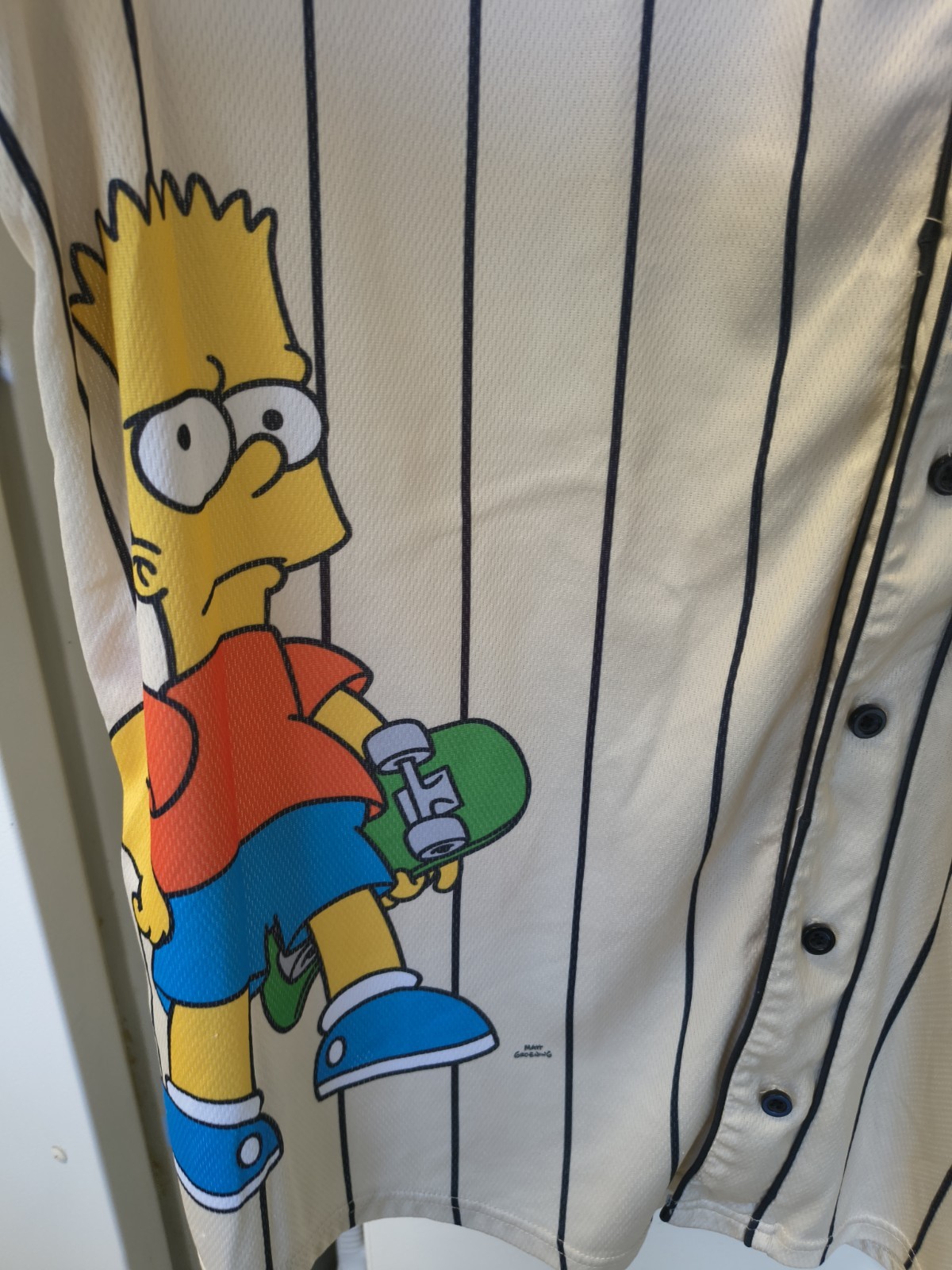 Men&rsquo;s 2X Bart Simpsons Baseball Jersey Welcome to the Hood (Missing Button)