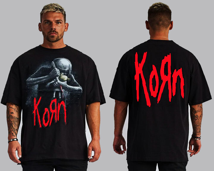 KORN DOLL FRONT AND BACK PRINT HARD ROCK BLACK T SHIRTS MEN&rsquo;S SIZES