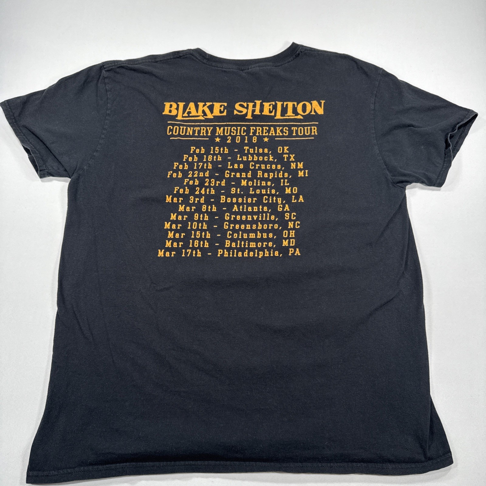 Blake Shelton T-Shirt Country Music Freaks Tour Tee 2018 Men’s XL Black Concert