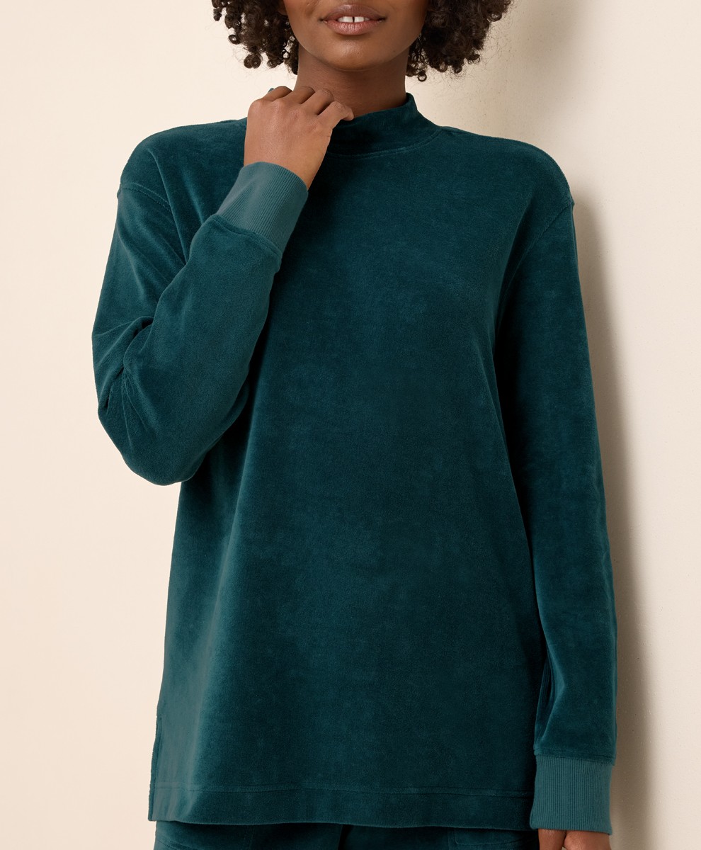 Pact Women&rsquo;s Pure Velour Mock Tunic Extra Small Celestial Long Sleeve Top