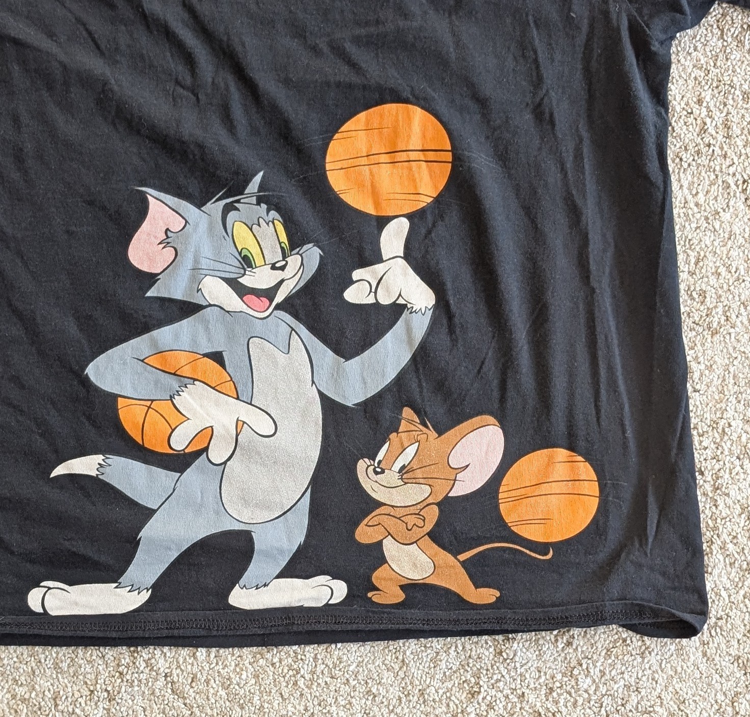 Tom & Jerry graphic tee graphic tee shirt black basketball mouse cat mens XXXL