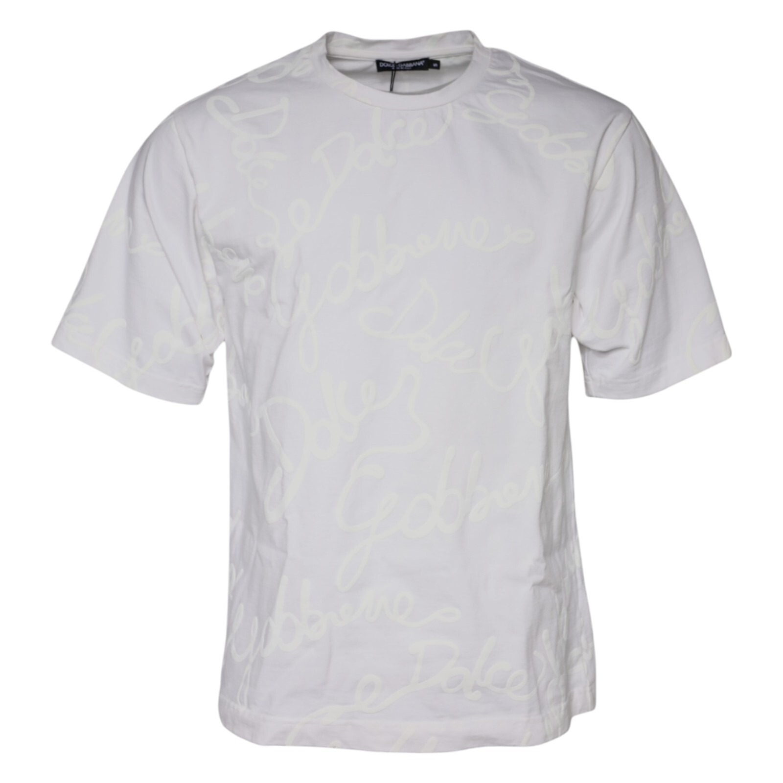 DOLCE & GABBANA T-shirt White Logo Print Cotton Crew Neck IT52/US42/XL 1200usd