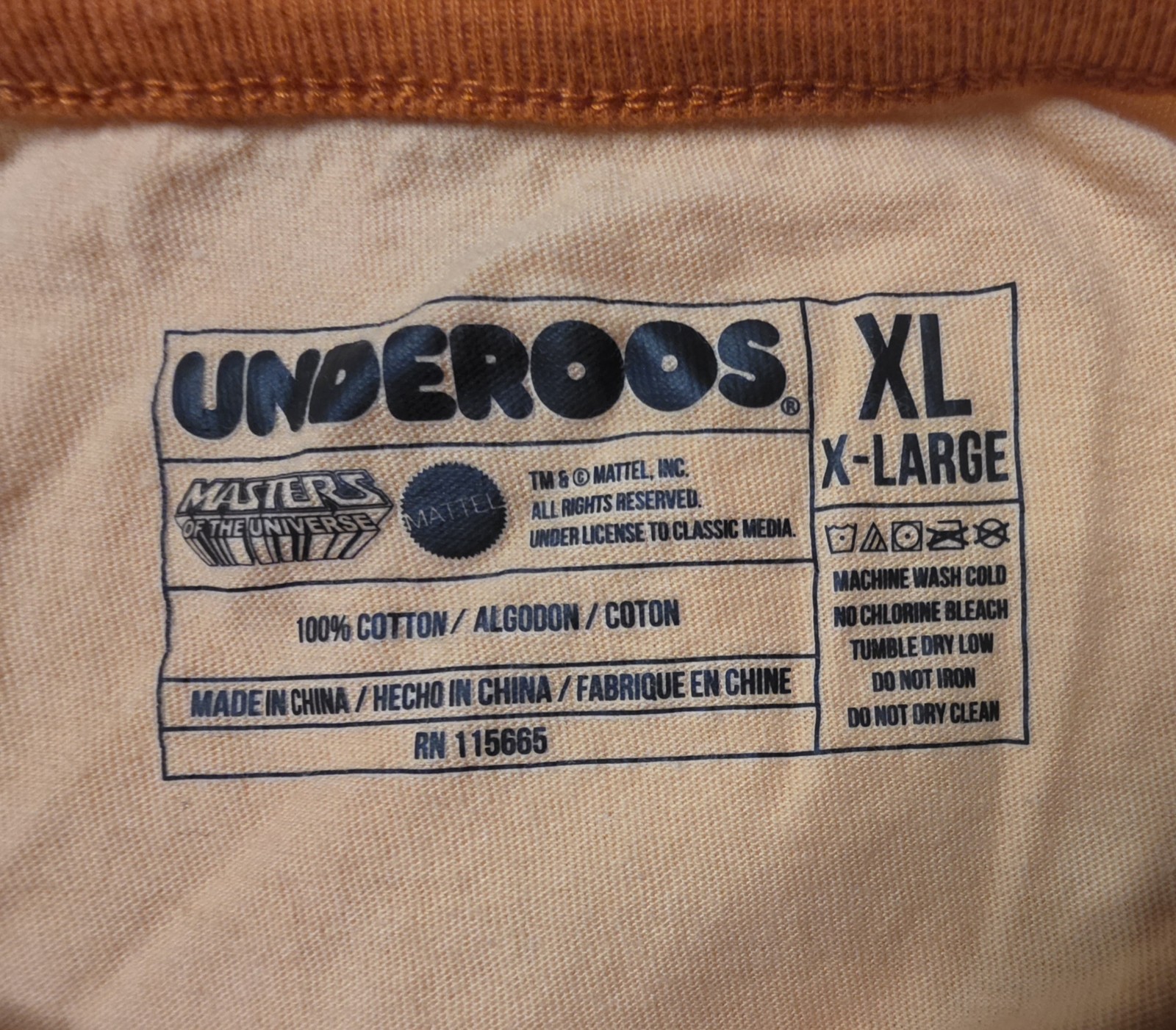 Underoos Masters of the Universe He-Man T-shirt graphic XL Mattel Adult Underoos