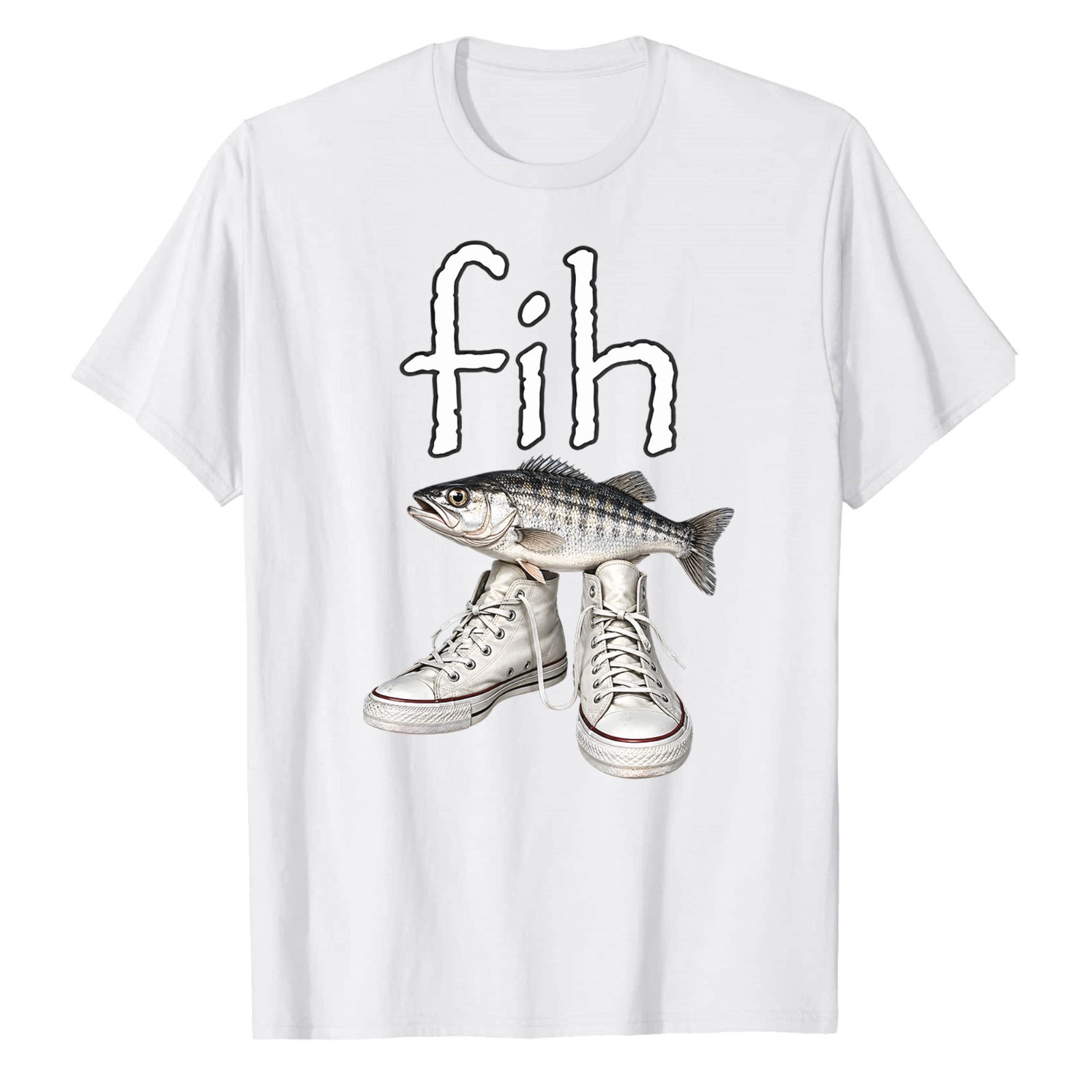 Shoes Fih Funny Misspelled Fish Meme T-Shirt Fisher Fisherman Fishing Bass Bait