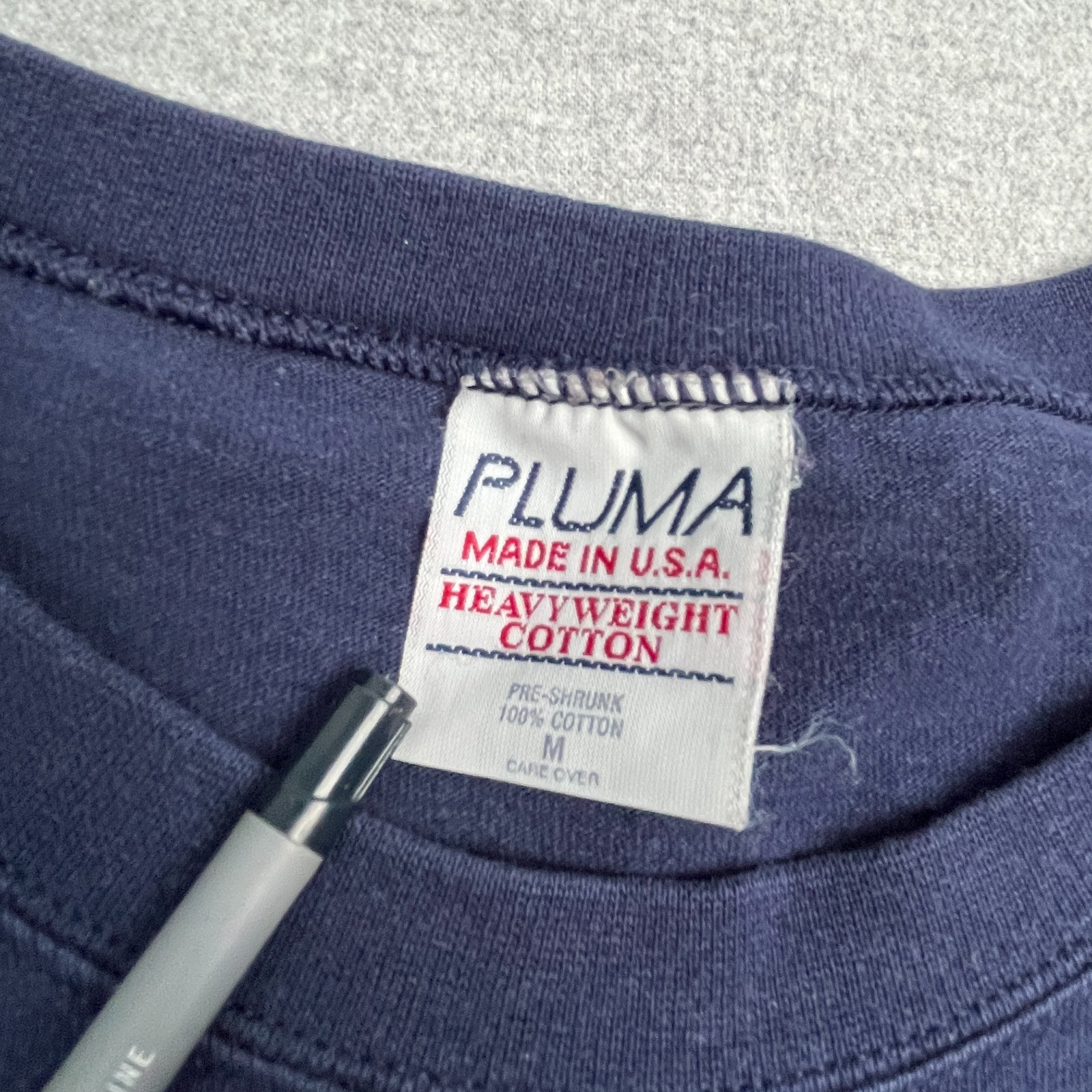 Vintage Pluma Heavyweight Cotton Long Sleeve T Shirt Mens M USA Made Blue