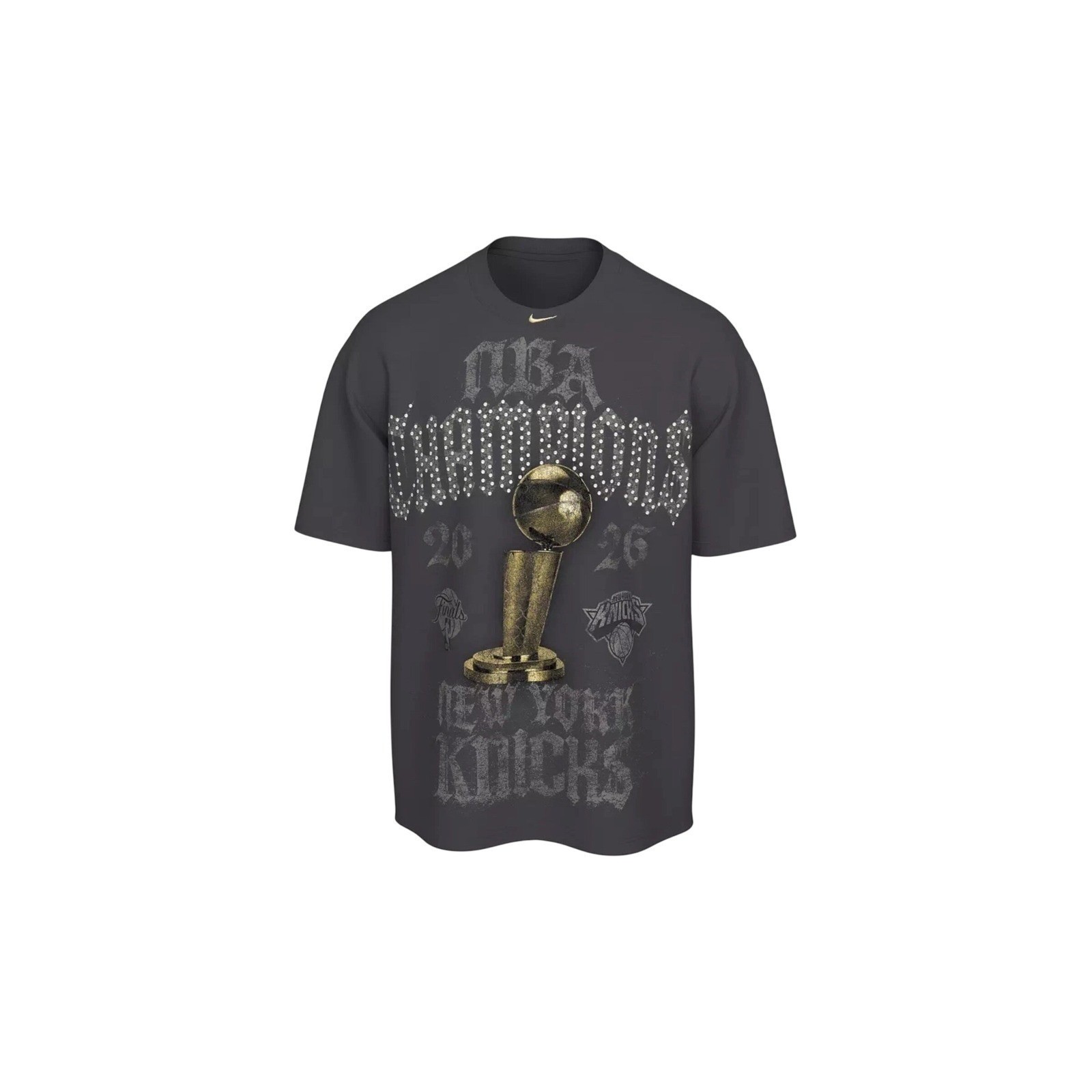 Nike NBA Champions New York Knicks 2026 Crystal Rhinestone T Loose Fit Black XXL