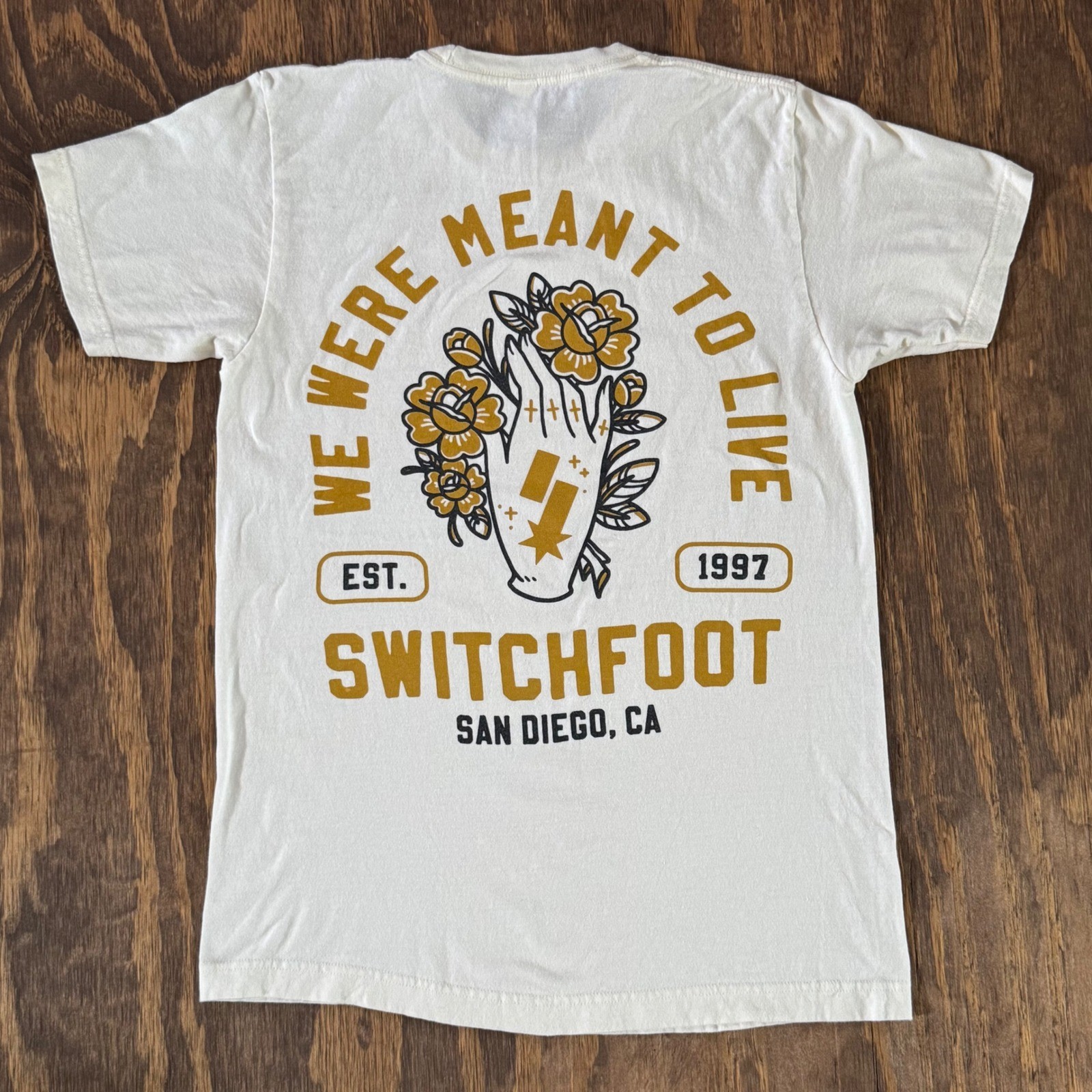 Switchfoot We&rsquo;re Meant To Live Shirt Medium Cream Band Tee Front Back Graphic
