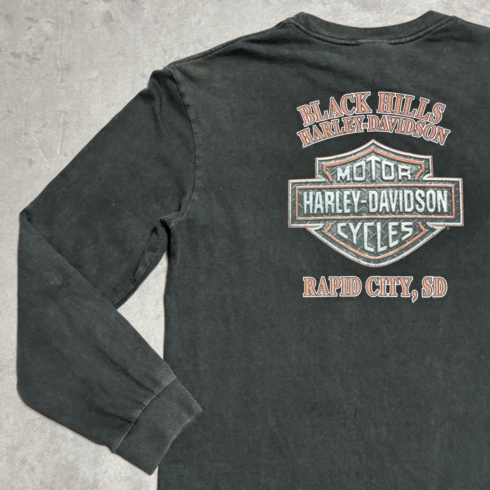 Vintage Harley Davidson Shirt Large Black Wolves Flames Y2K Rapid City