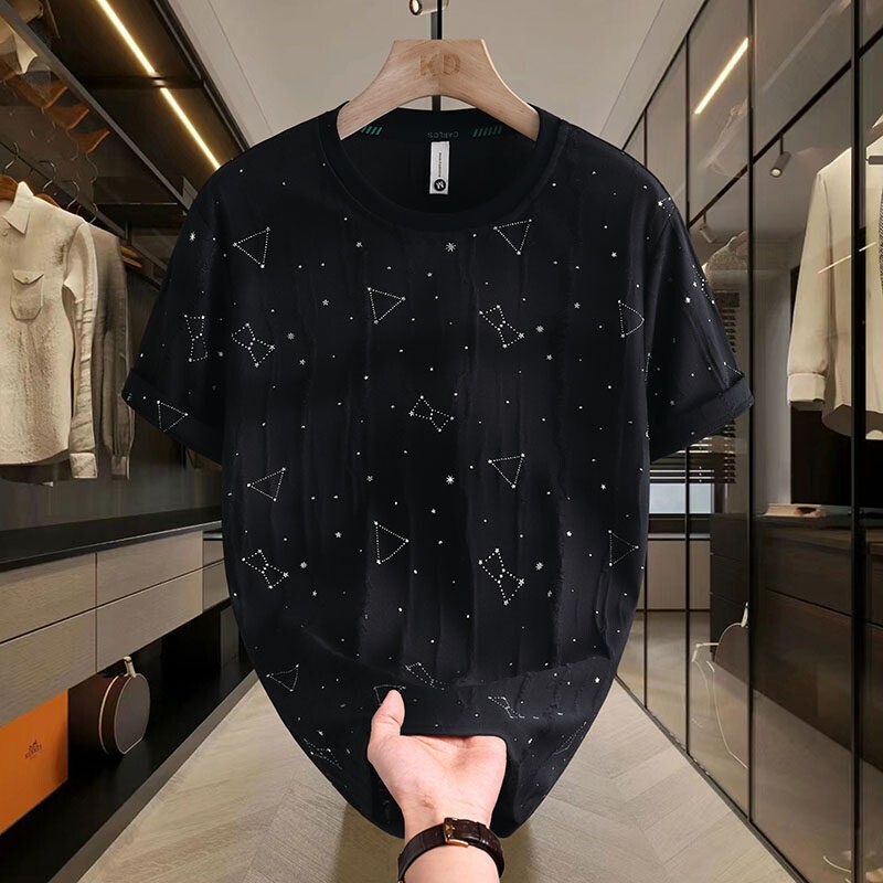 Men Luxury Fashion Trendy Star Ripped Hole Casual Summer Streetwear T-Shirt