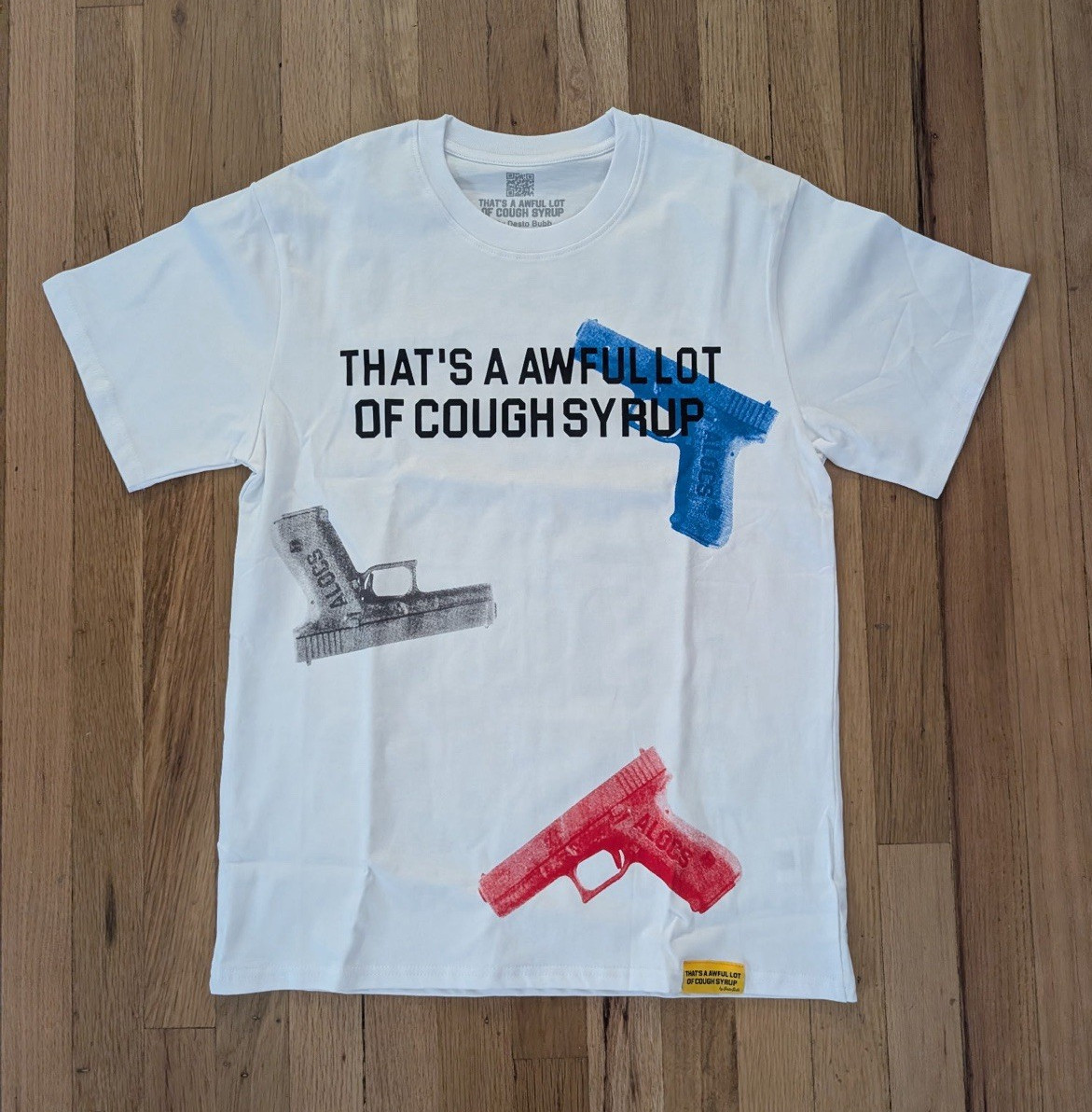 Thats a awful lot of cough syrup Men’s White Cotton Graphic Tee M Crew Neck