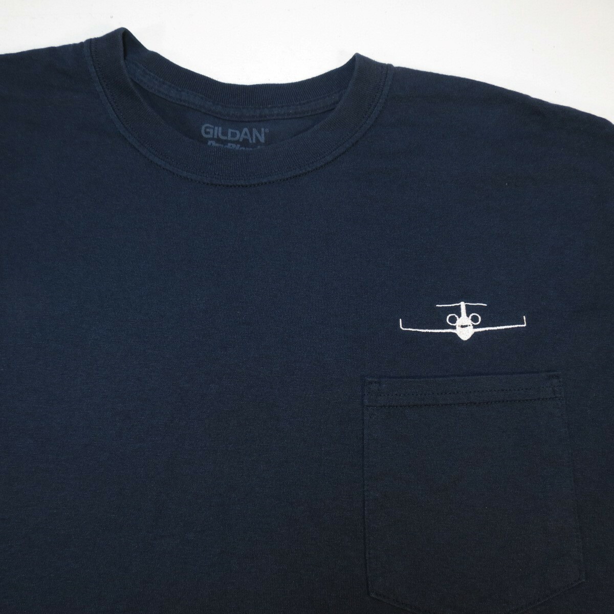 AIRPLANE EMBROIDERED PLANE PLANES JET POCKET TEE T SHIRT Sz Mens L