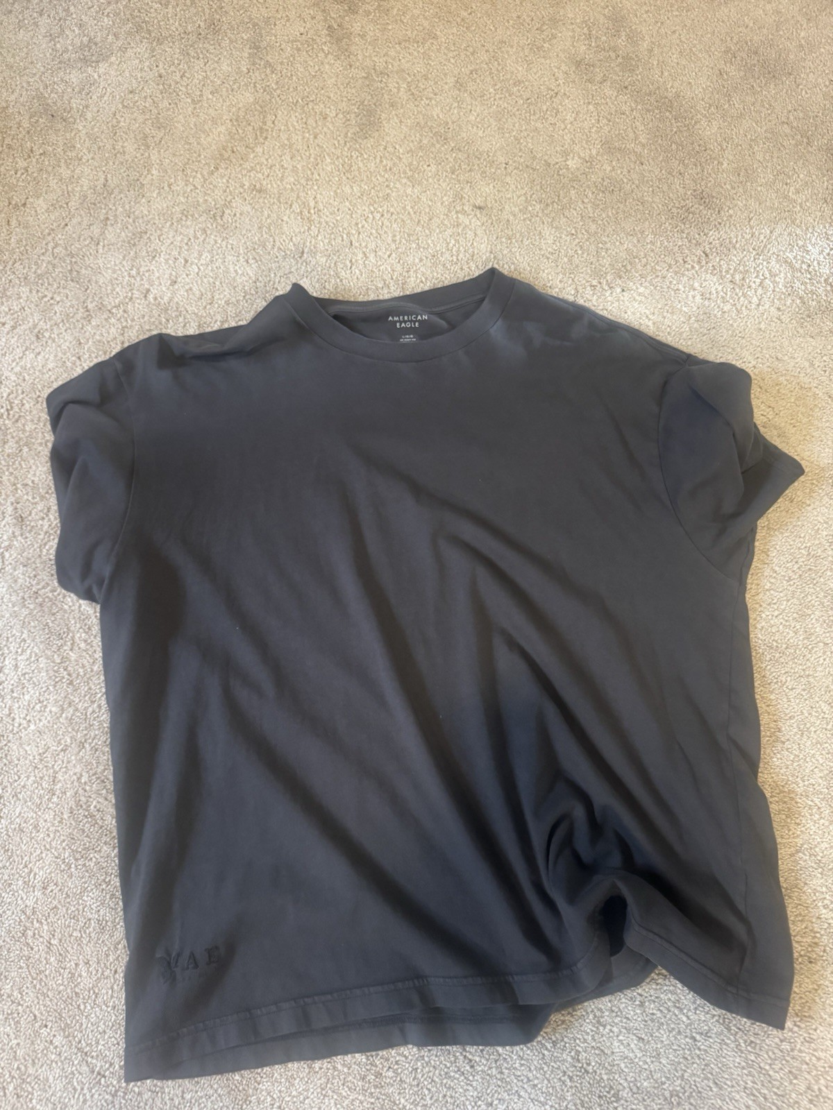 American Eagle Men&rsquo;s Black Solid Crew Neck Short Sleeve T-Shirt Size L