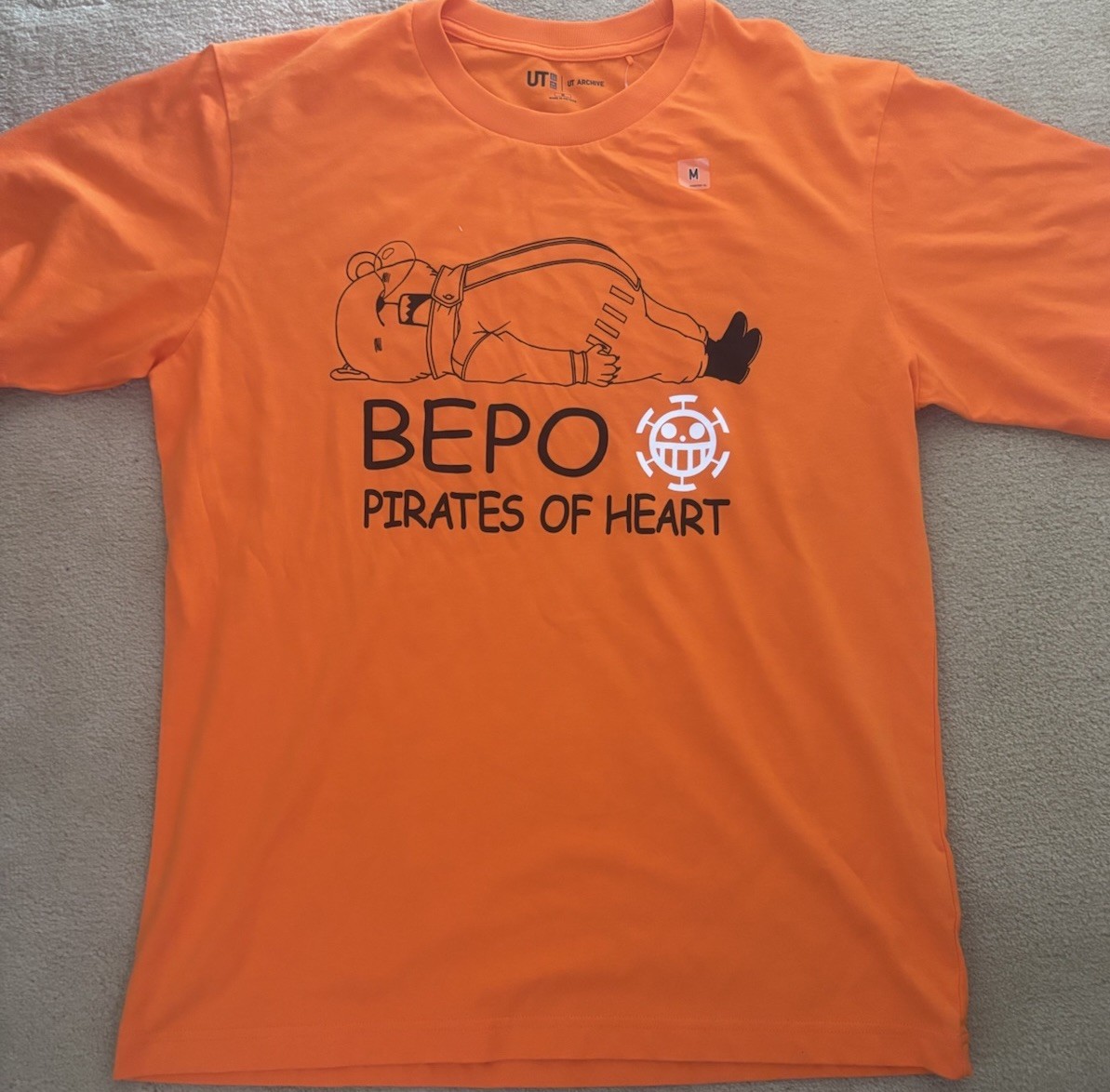 UNIQLO UT ARCHIVE ONE PIECE BEPO « PIRATES OF HEART » ORANGE TSHIRT MEDIUM