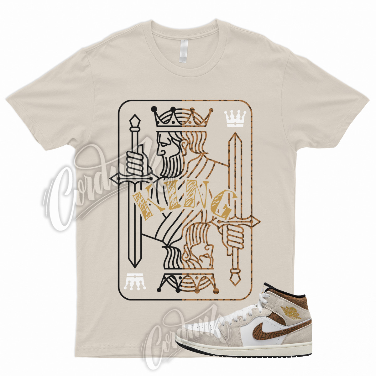 KING T Shirt to Match 1 Mid Brown Elephant Orewood Brown Light British Tan Sail