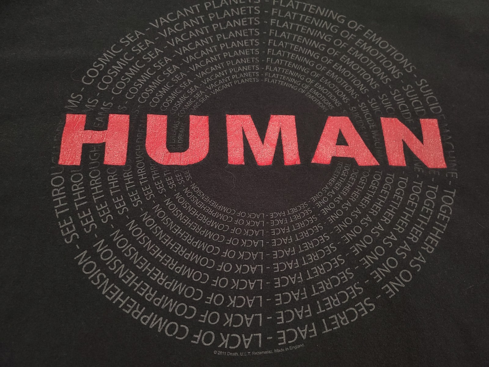 Death Human 2011 Razamataz Made In England Shirt Size XL Death Metal