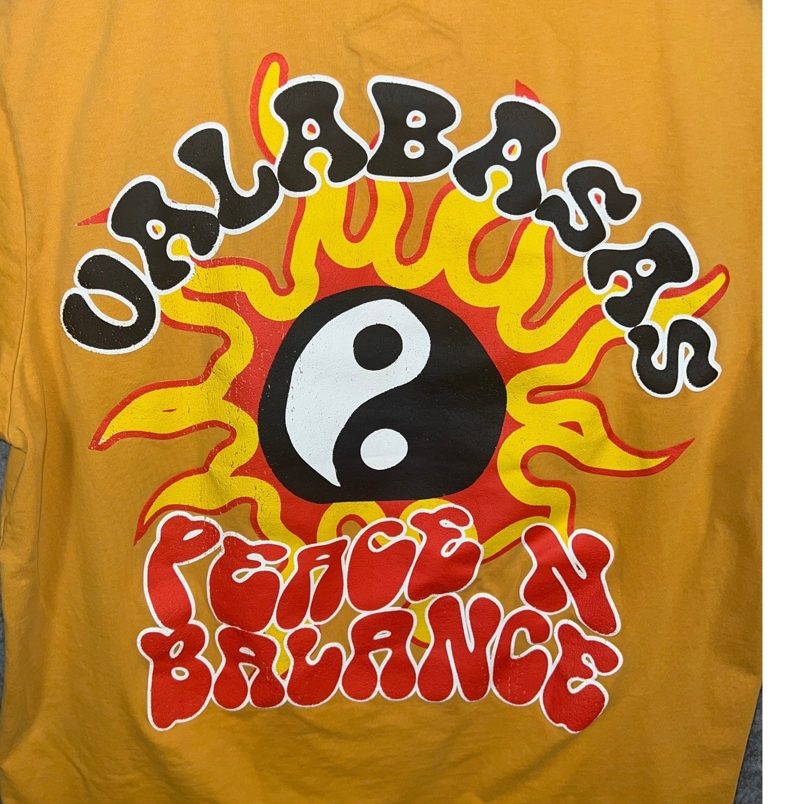 Valabasas Vintage Peace N Balance Graphic T-Shirt Men&rsquo;s XL Yellow Short Sleeve