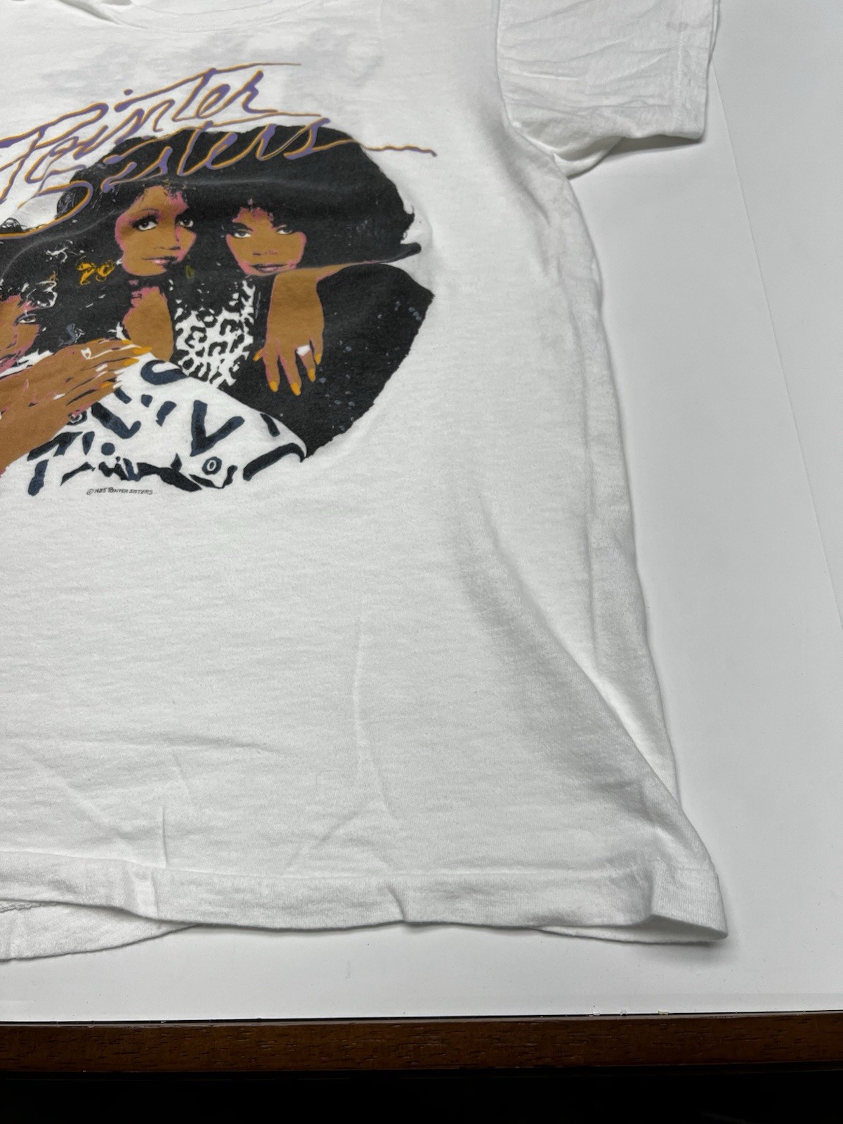 Vintage 80s Pointer Sisters 1985 Concert Tour Band Tee Tshirt Screen Stars L VTG