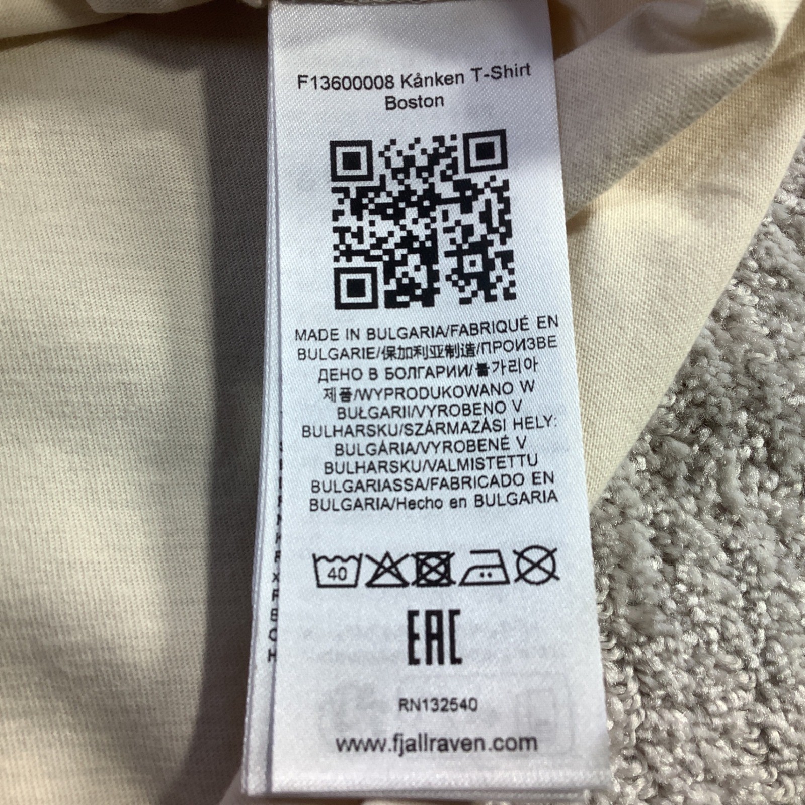 Fjallraven Kanken T-Shirt Boston Chalk White Organic Cotton Unisex XXL NWT