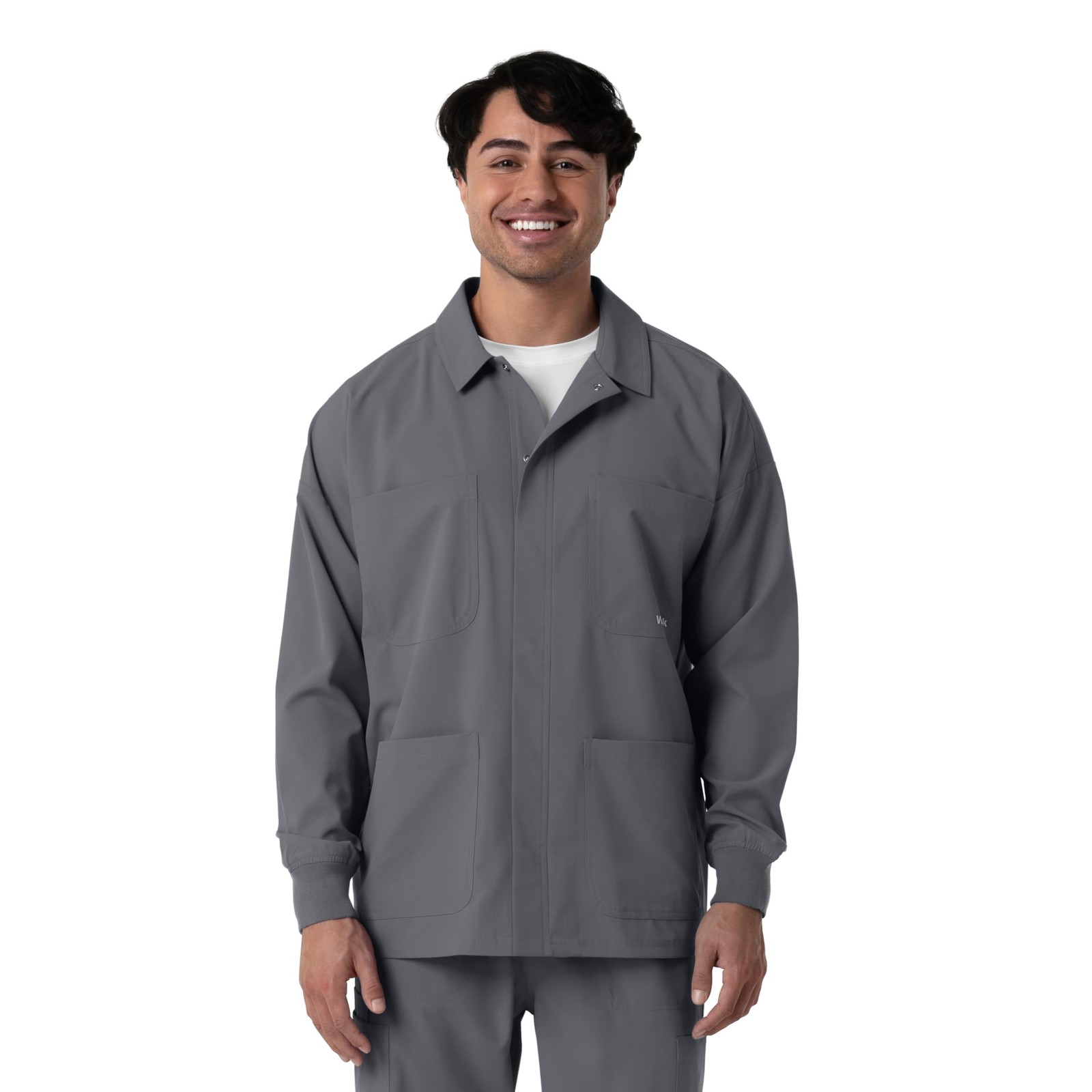WINK Nurtur Men&rsquo;s Scrub Jacket 5XL Pewter Gray Snap Front Warm-Up Top NWT