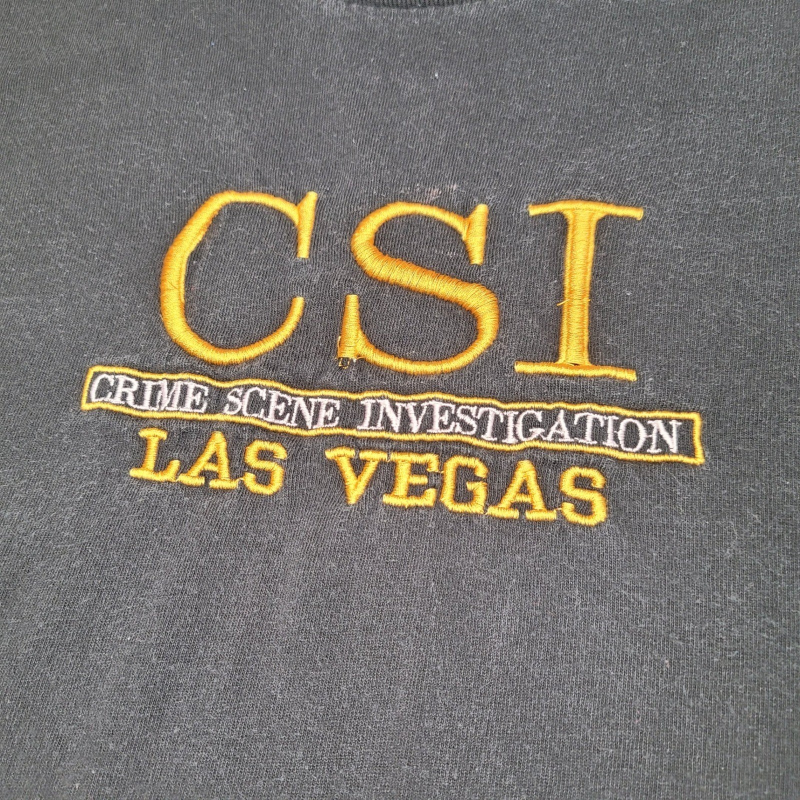CSI Las Vegas T Shirt Mens L Black Embroidered Crime Scene Investigation TV Show