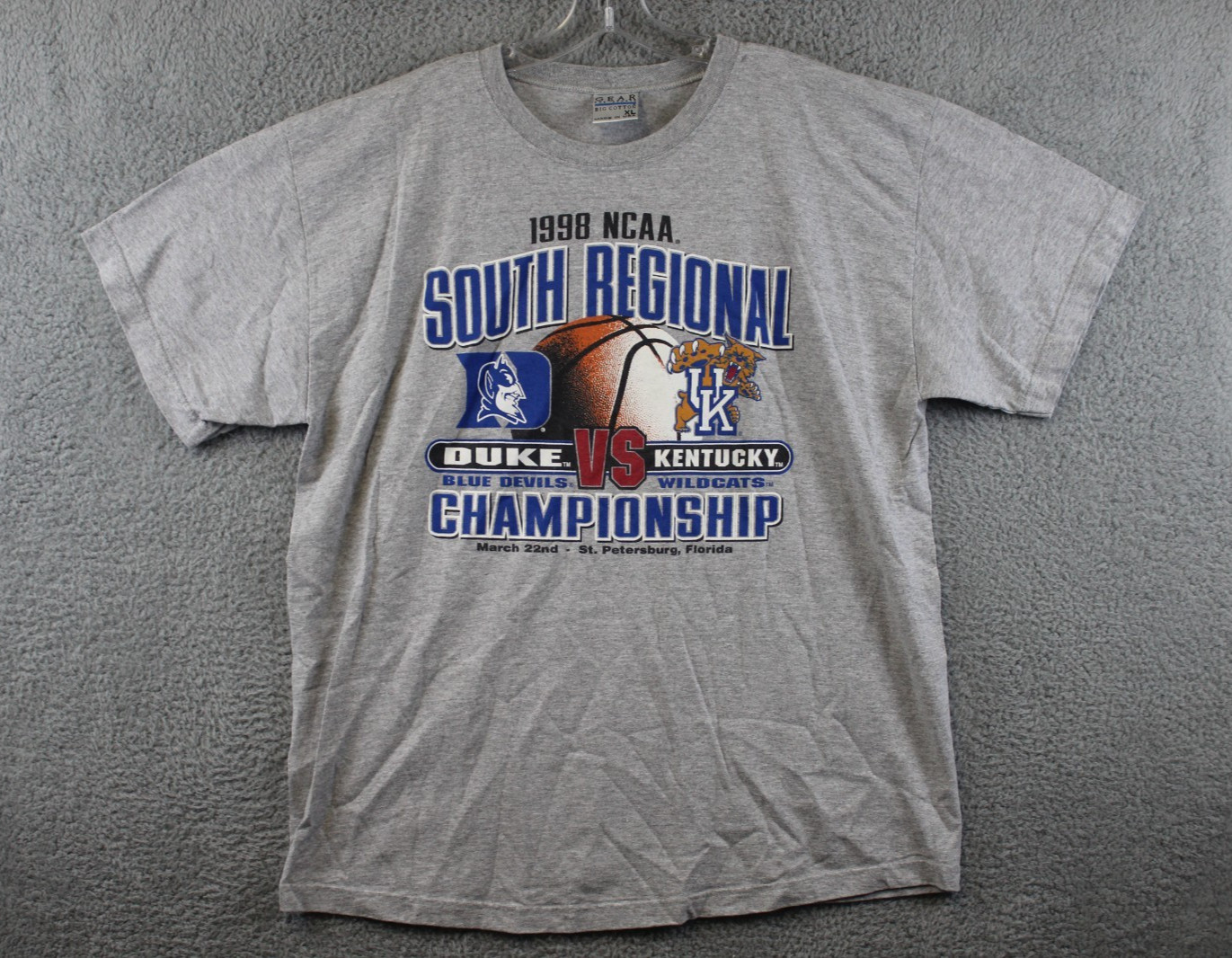 Vintage 1998 NCAA Duke VS Kentucky South Regional Basketbal T Shirt XL
