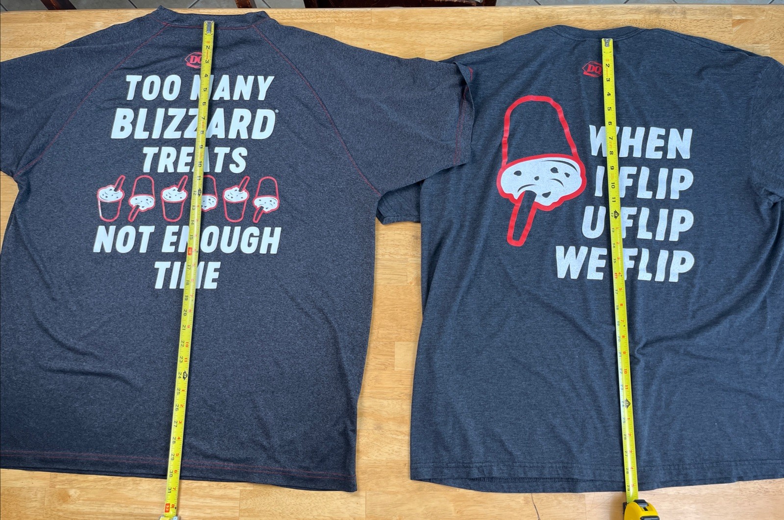 Dairy Queen Gray Employee Shirt Size XL Too Many Blizzard Treats Not Enough Time
