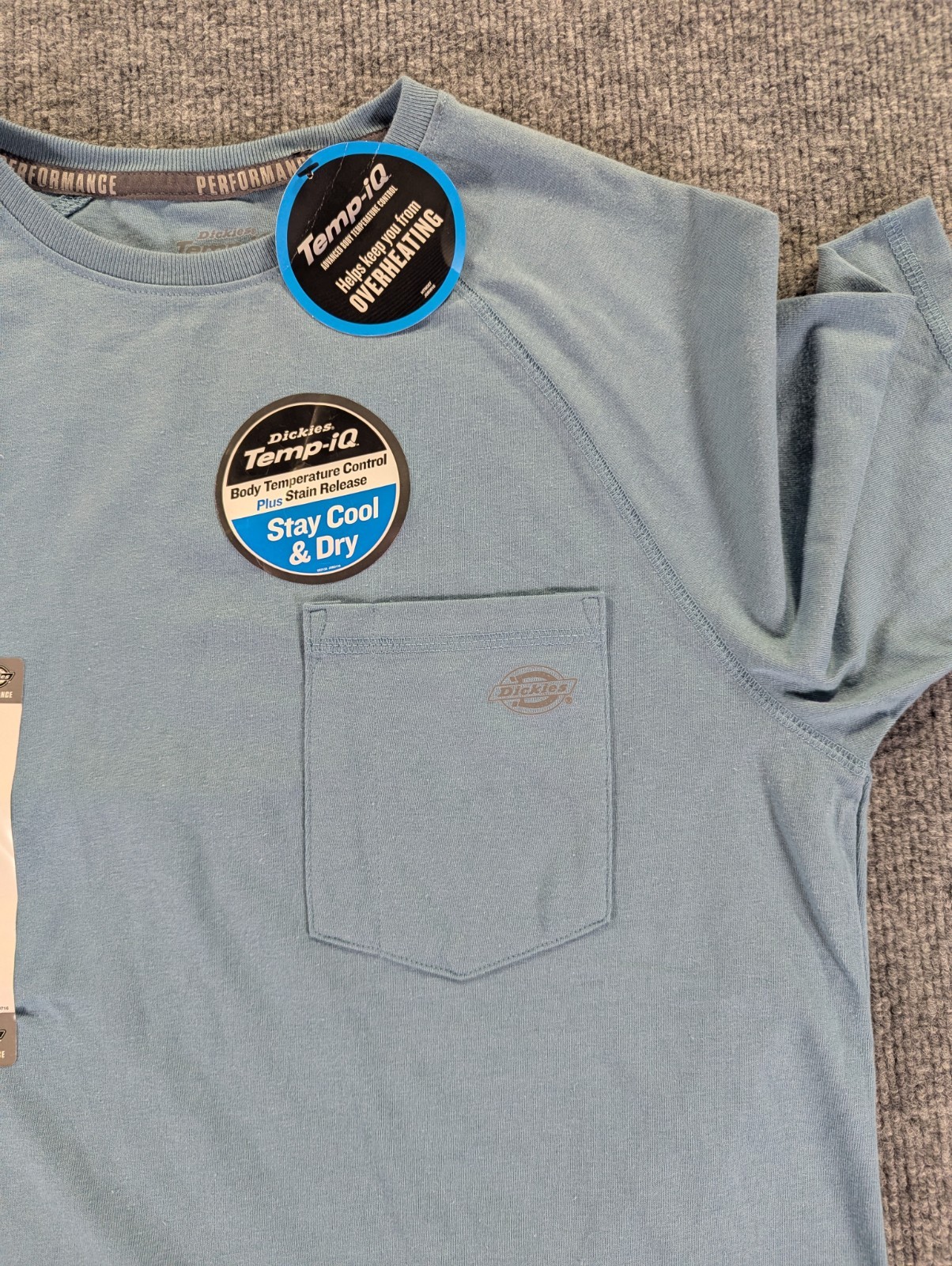 NEW! Dickies Temp iQ Performance Cooling Pocket T Shirt Men&rsquo;s Size Small Blue
