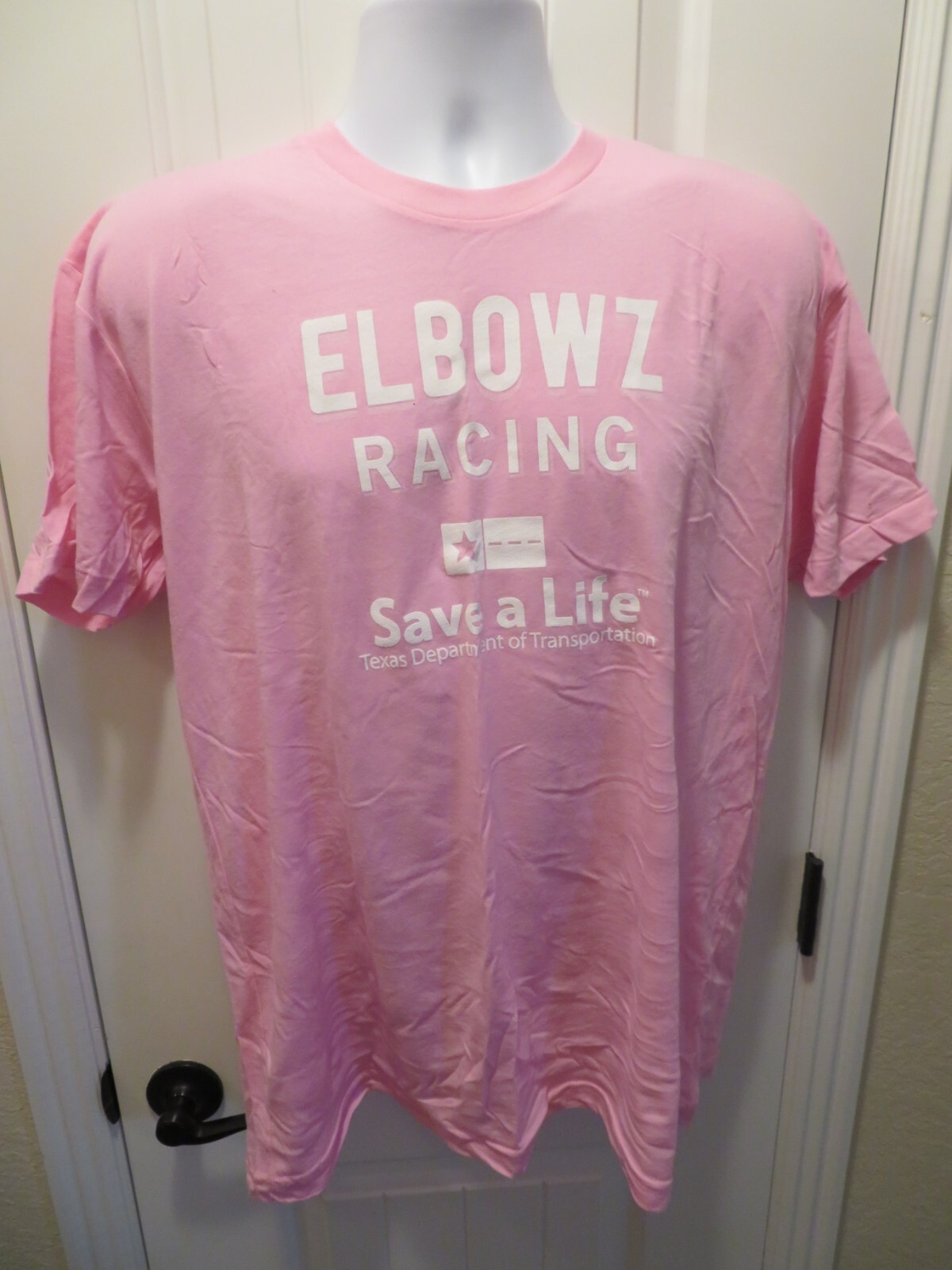 ELBOWZ Racing Cycling Team Short Sleeve T-Shirt Men&rsquo;s Large Pink 50/50 Made USA