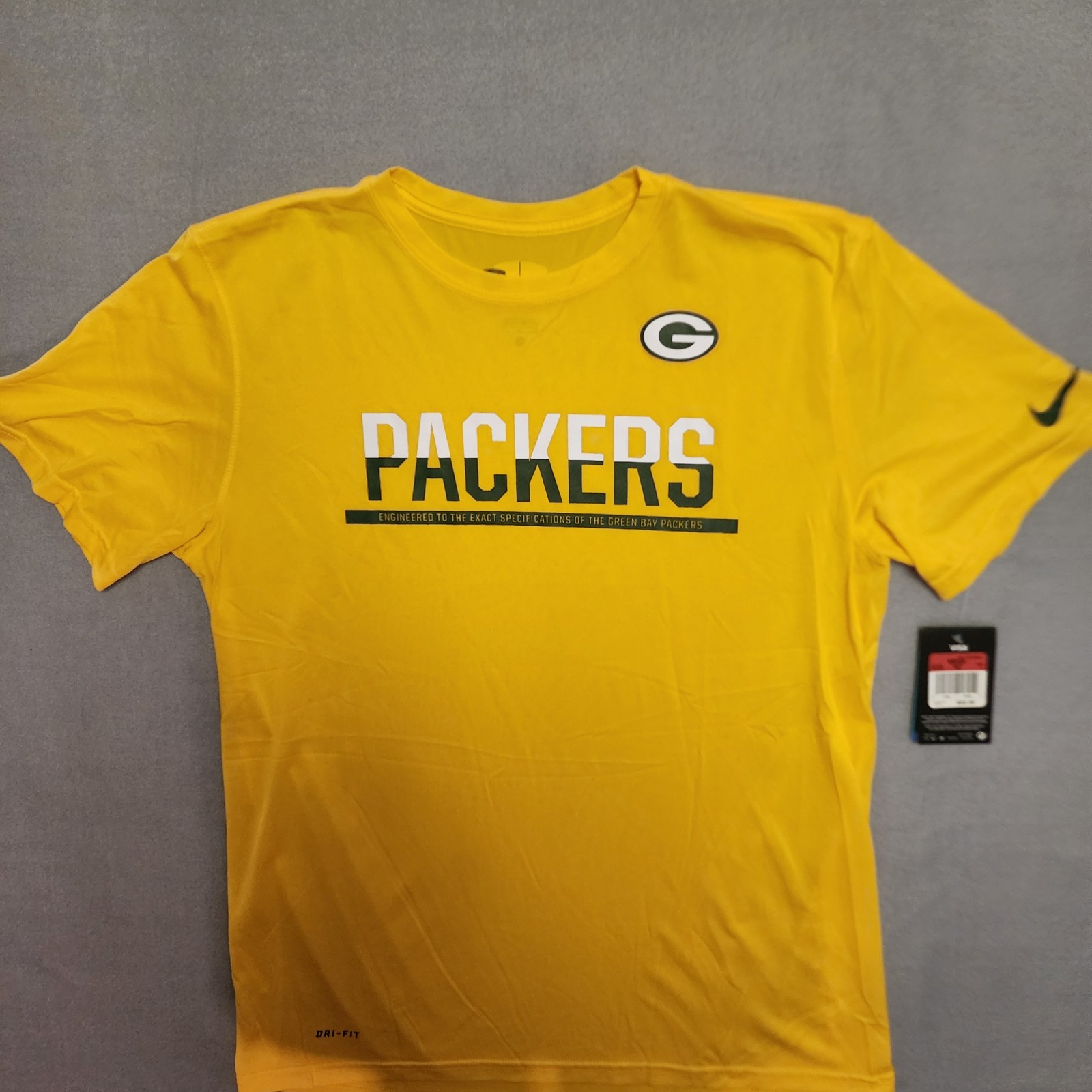 NEW NIKE GREEN BAY PACKERS NFL DRI-FIT YELLOW ON FIELD T-SHIRT MEN&rsquo;S – Large