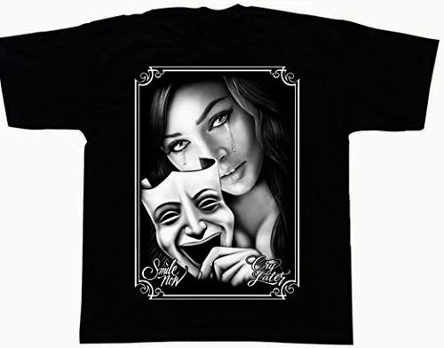 Smile Now Cry Later Mens Heavyweight T-Shirt Print On Shaka Wear Tee