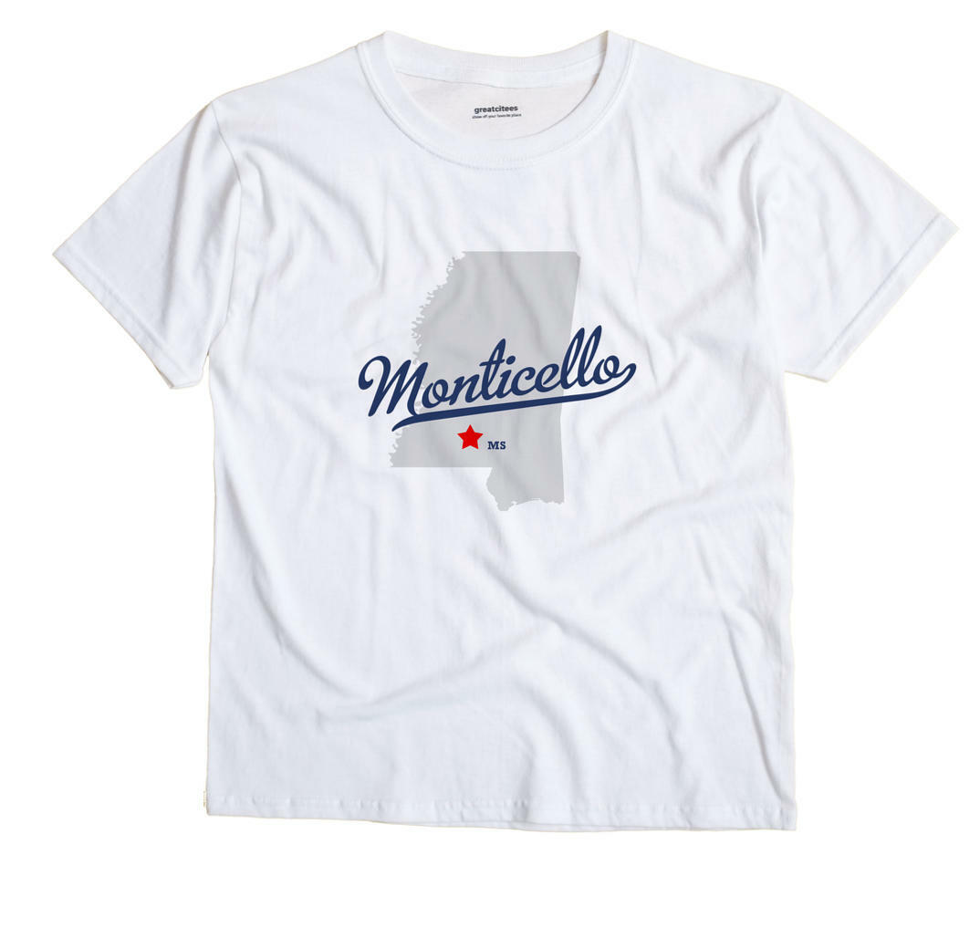 Monticello Mississippi MS T-Shirt MAP