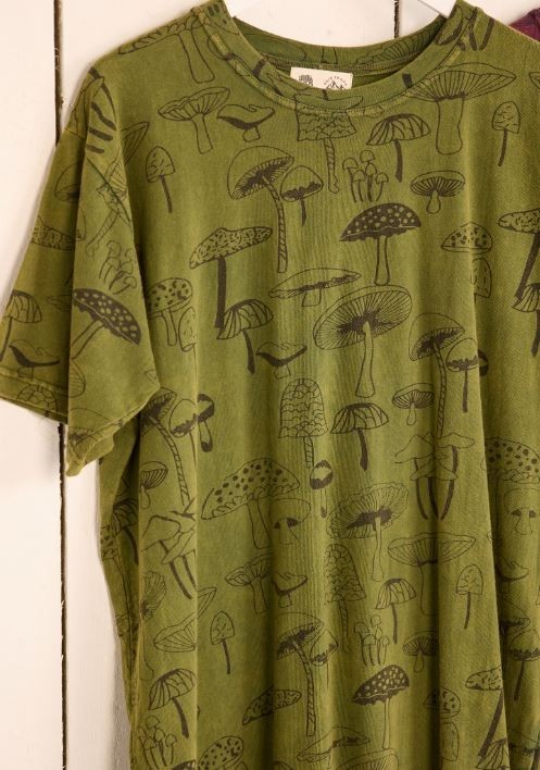 Hippy Boho Festival Mushroom Print T-shirt Namaste