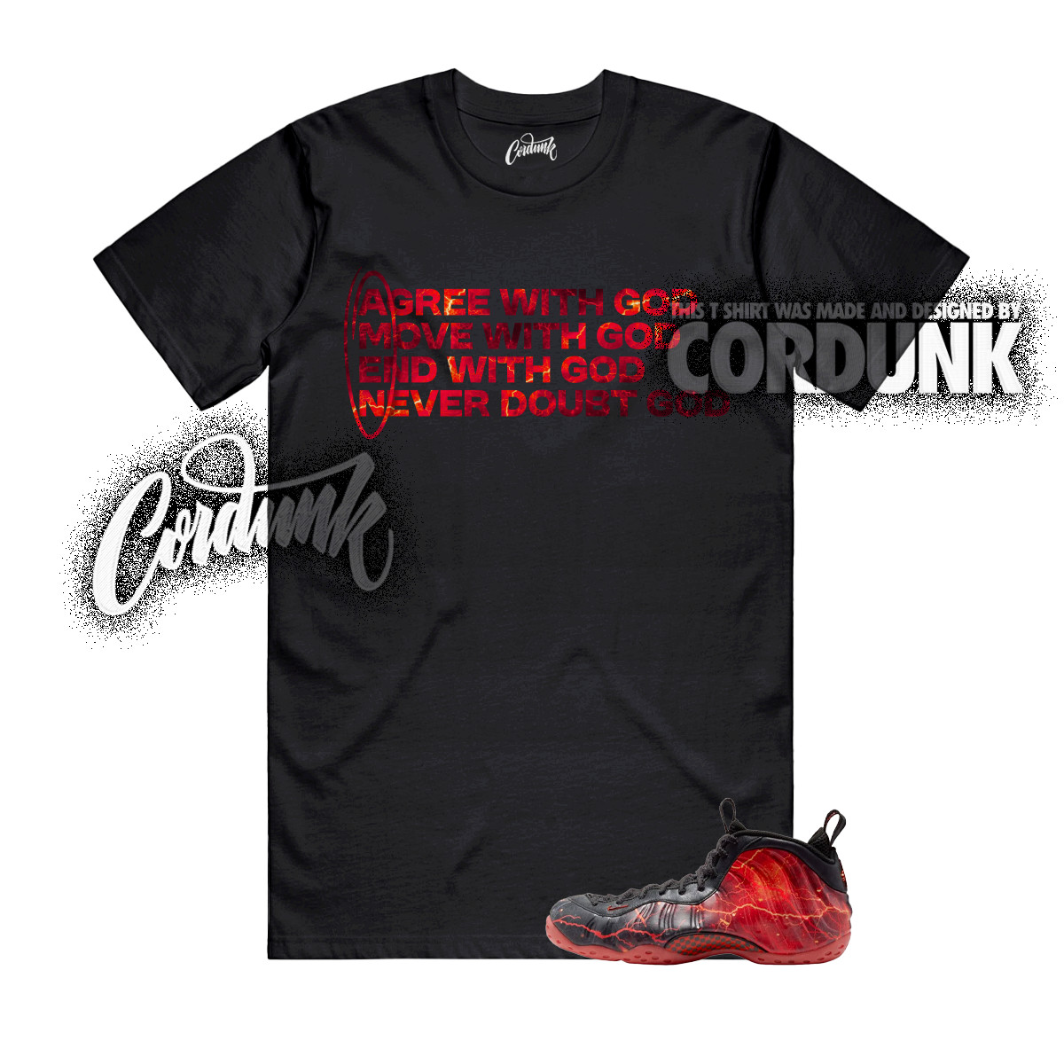 Foamposite One Stranger Black Bright Crimson Stormy Air T Shirt Match AMEN
