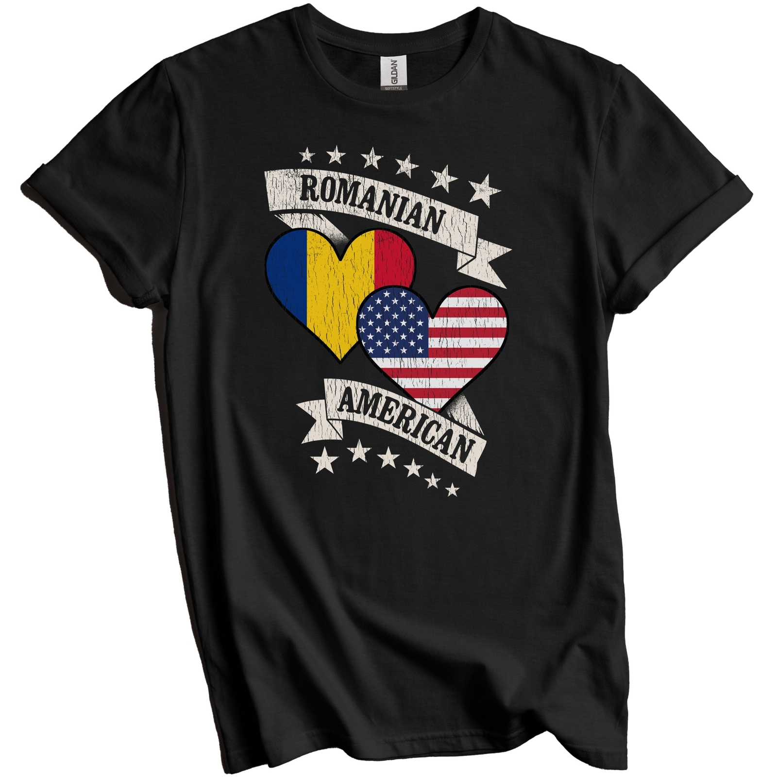 Romanian American Heart Flags Romania USA T-Shirt – Romanian Gift