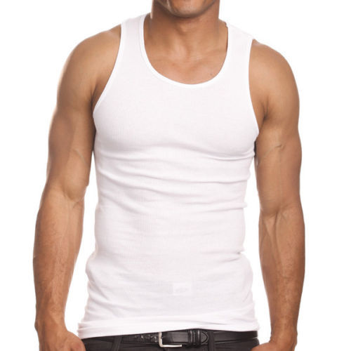 3 or 6 Men 100% Cotton Tank Top A-Shirt Wife Beater Undershirt Ribbed Muscle Tee