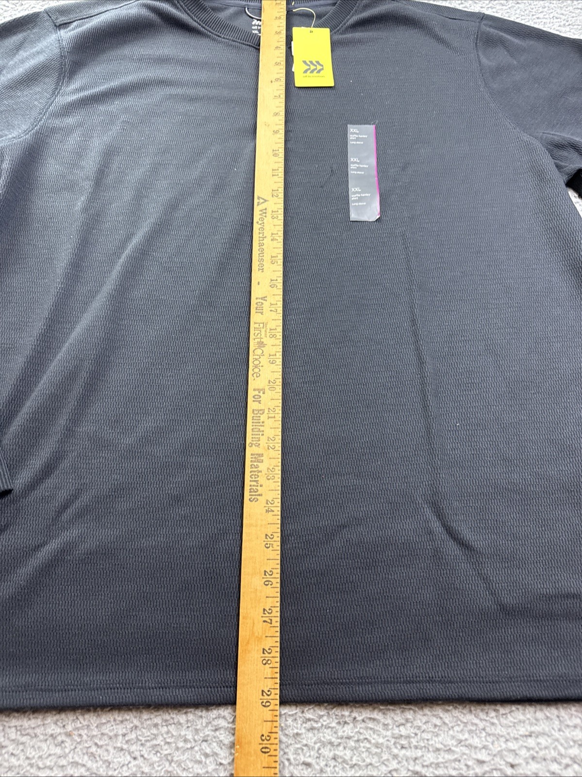 All In Motion Shirt Mens XXL Black Waffle Henley Thermal Long Sleeve NWT