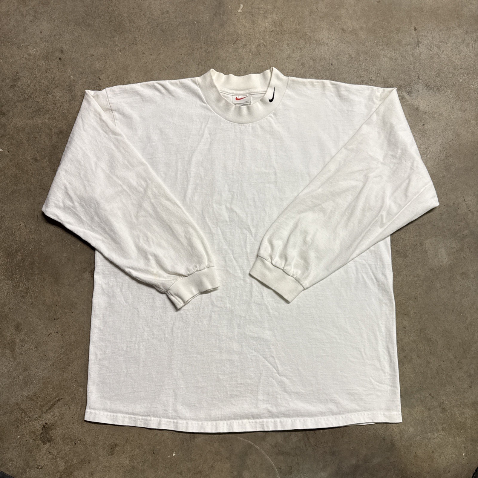 Vintage Nike Shirt Mens 2XL White Long Sleeve Mock Neck Swoosh ACG Thermal USA