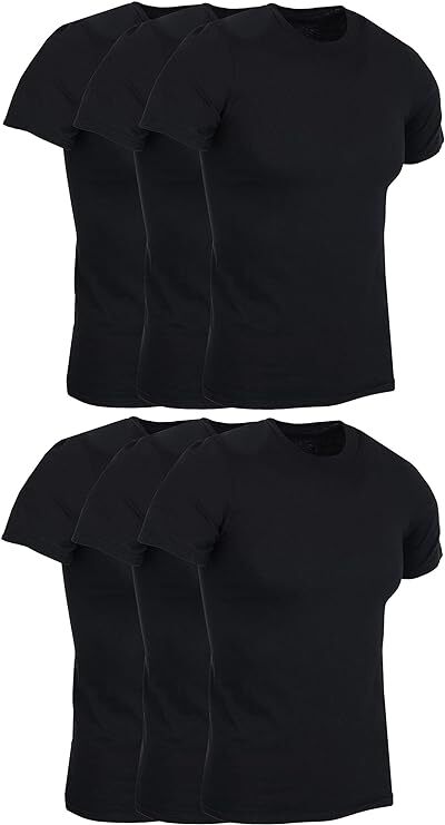 BILLIONHATS 6 Pack Mens Bulk Big Tall Short Sleeve Cotton Lightweight T-Shirt(S)