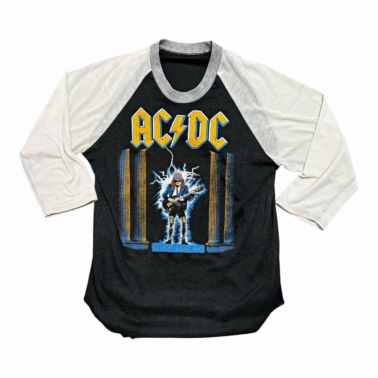 Vintage 1986 AC/DC Who Made Who Tour Double-Sided Raglan L