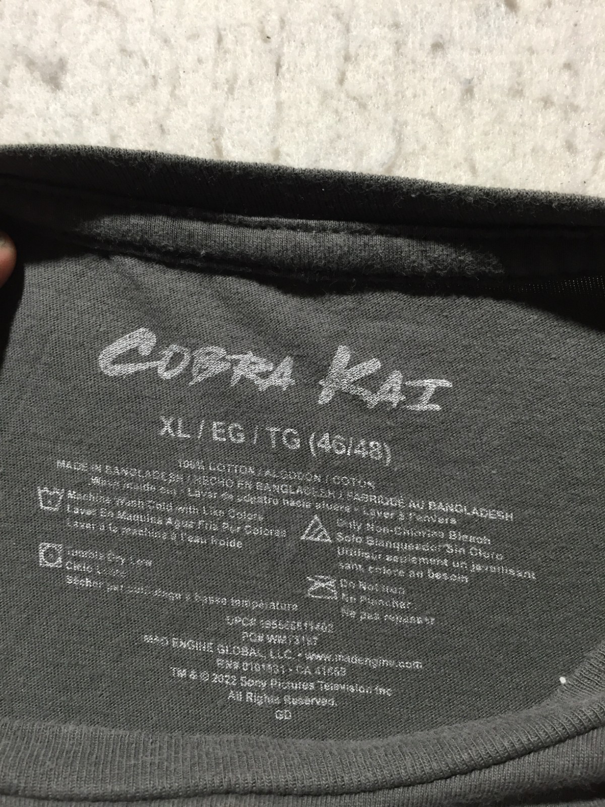 Cobra Kai T Shirt Mens XL Gray Graphic Print Crew Neck Short Sleeve