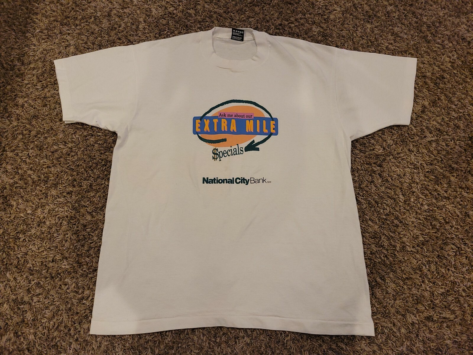 Vintage 90s T Shirt XL Single Stitch National City Bank Graphic Tee Rare