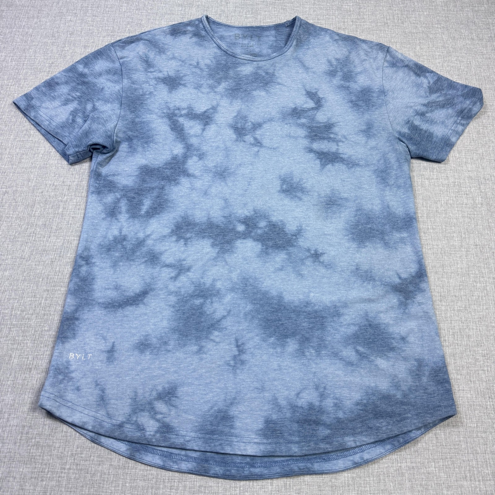 BYLT Tie-Dye Gym T-Shirt Mens Large Blue Relaxed Graphic Crew Neck Stretch